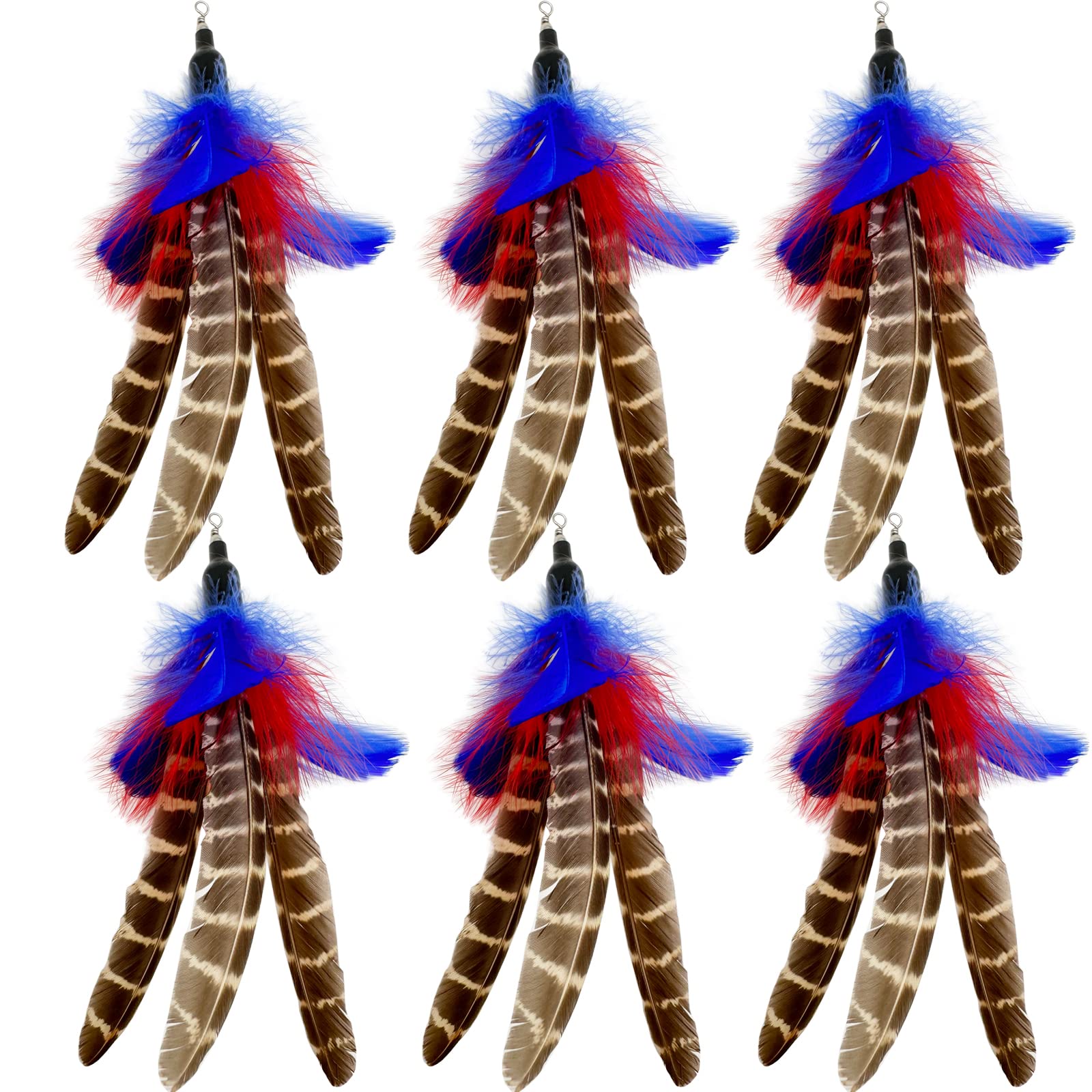 Tienailing Cat Feather Toys Refills, 6 Pieces Handmade Da Bird Feathers Refill, Cat Wand Replacement Feather For Indoor Cats (A)