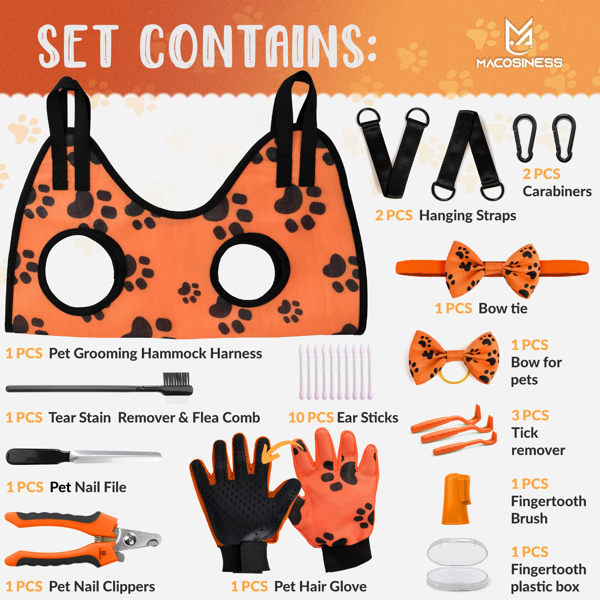 Pet Grooming Hammock For Nail Trimming - Complete Groomers Helper Set For Pet - Dog Grooming Hammock With Hook - Cat Nail Clippe