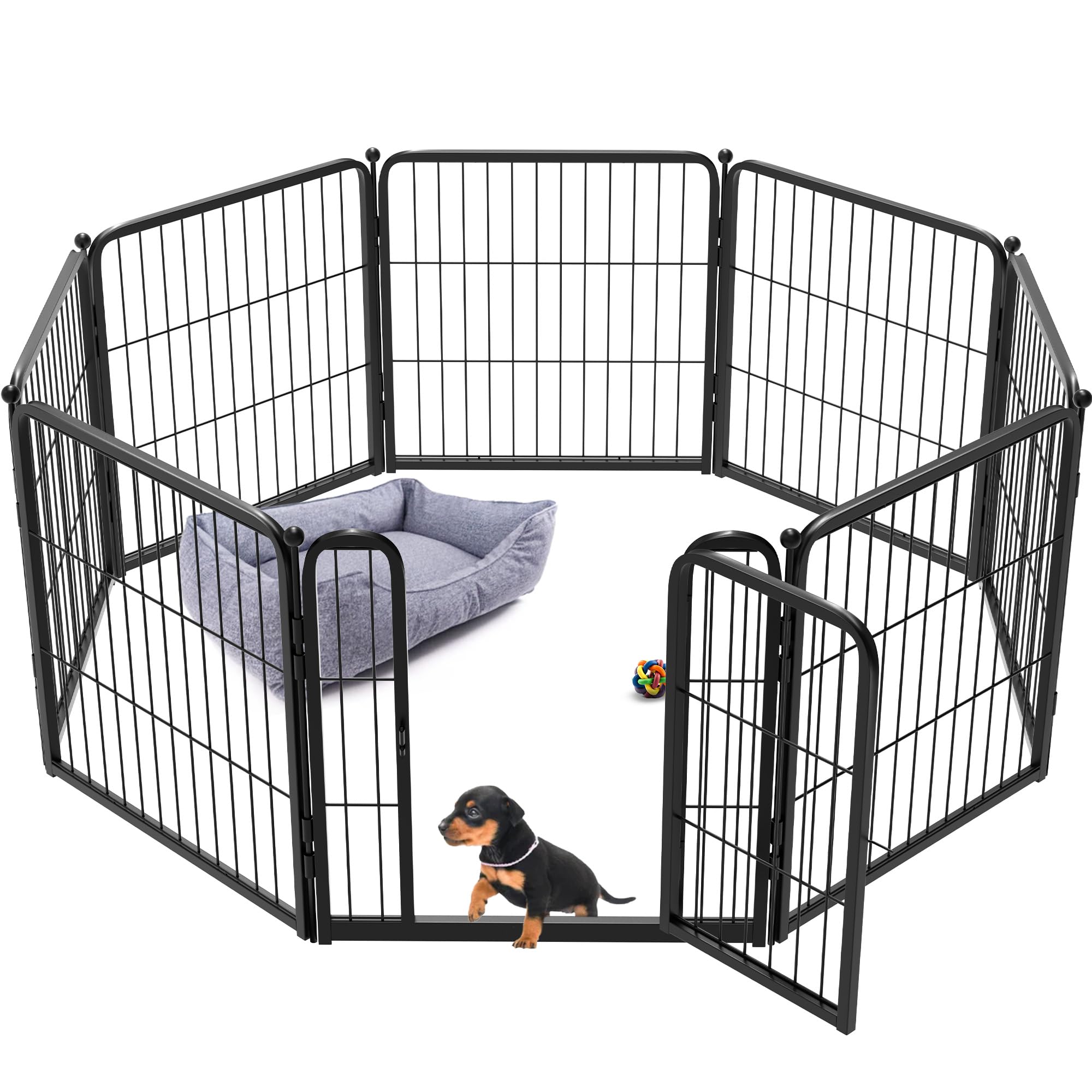 Fxw Homeplus Indoor Dog Playpen - Stress-Free And Safe Play, 24 Inch 8 Panels For Puppy And Small Dogs, Black│Patented