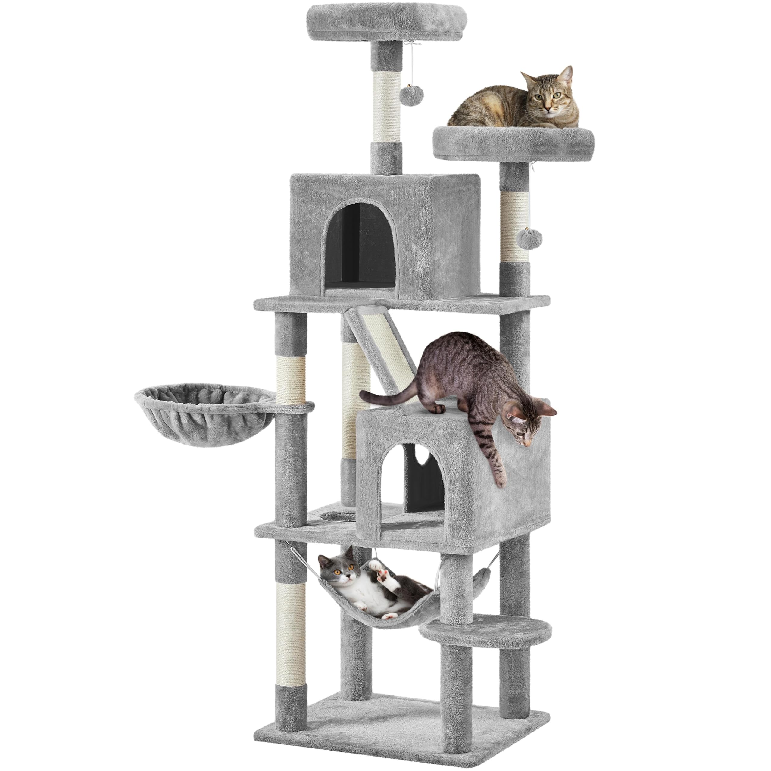 Yaheetech Cat Tree, 71.5in Cat Tower for Indoor Kittens with 2 Cozy Condos, 2 Padded Perches, Scratching Posts & Ramp, Hammock, 
