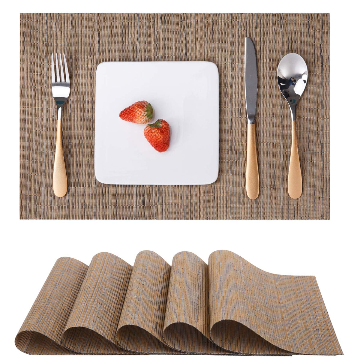 Myir Jun Place Mats, Table Mats Set Of 6 Indoor Placemats Washable Non-Slip Heatproof Woven Placemats For Dining Table Fabric Pl