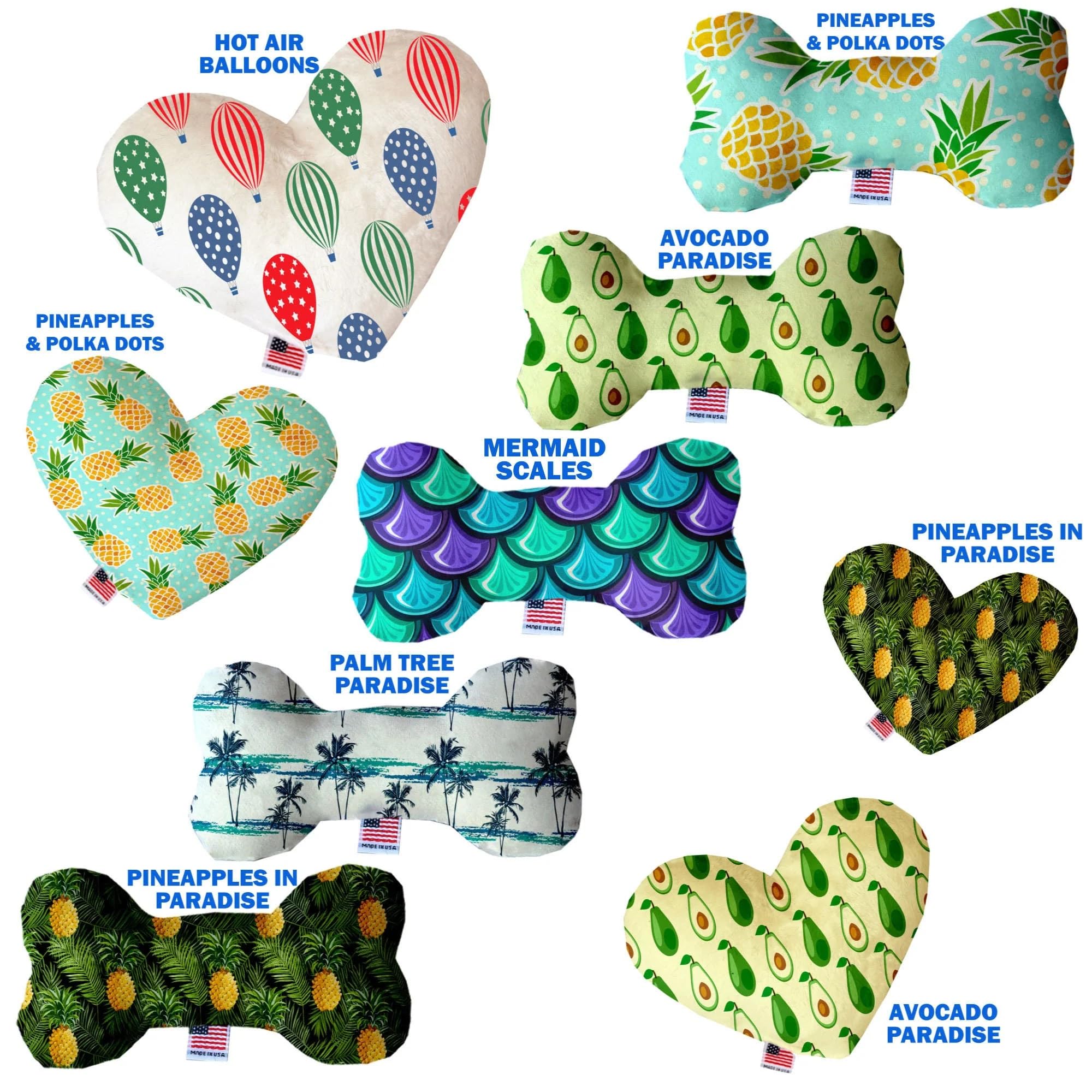 Pet & Dog Plush Heart or Bone Toy, &quot;Summertime Fun Group&quot; (Available in different sizes, and 6 different pattern options!) Mermaid Scales 10&quot; Plush Bone