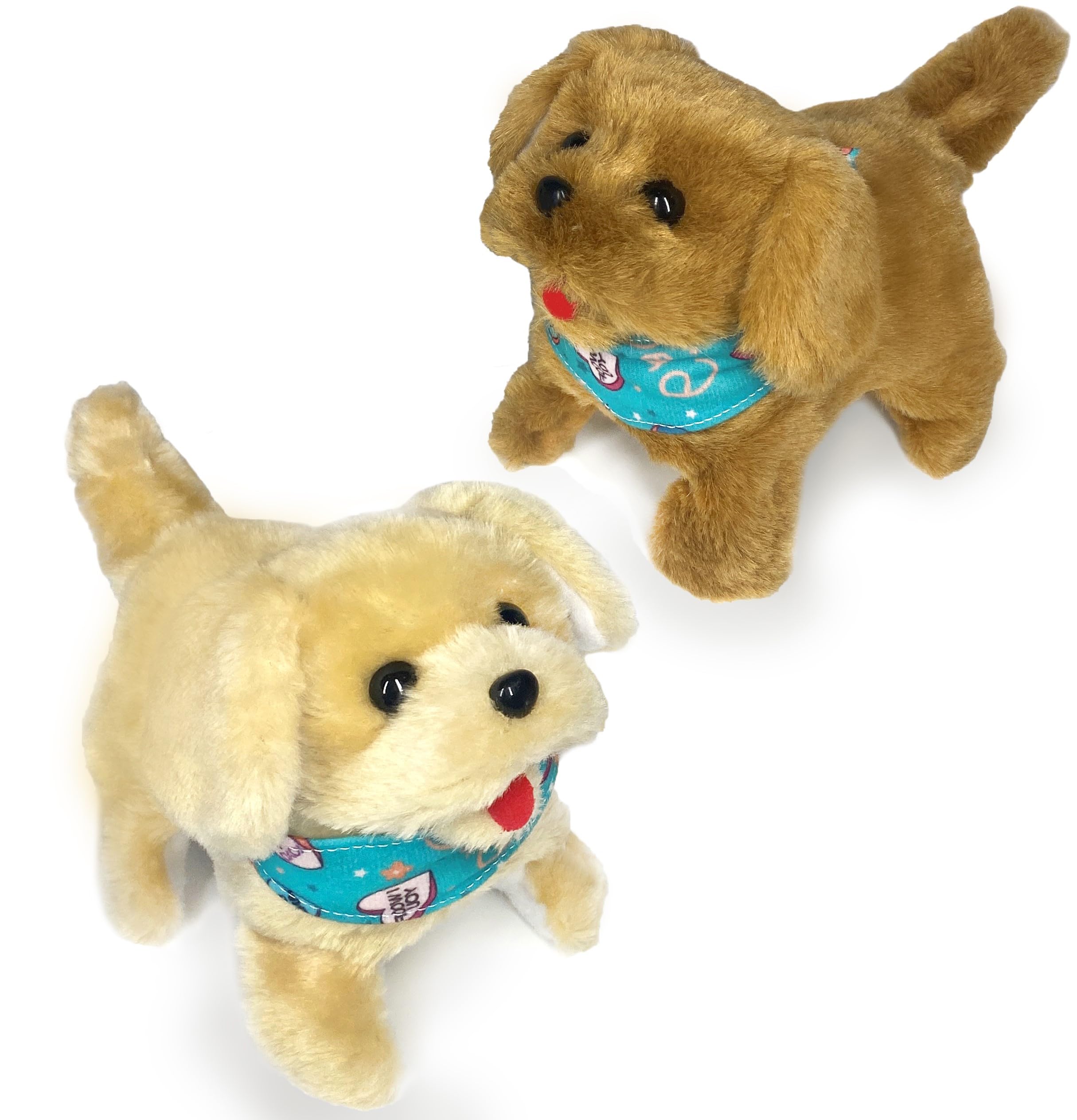 Haktoys Flip Over Puppy Battery Operated Plush Dogs That Somersault Walk Sit And Bark - 2 Premium Quality Toy Puppies For Animal
