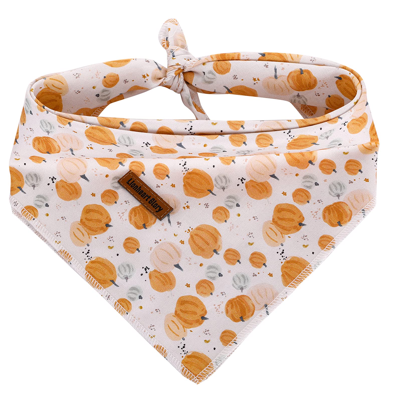 Lionheart Glory Dog Bandana 1 Pack Washable Soft Cotton Halloween Pumpkin Bibs Scarf, Adjustable Kerchief Square Dog Bandanas For Large Dogs
