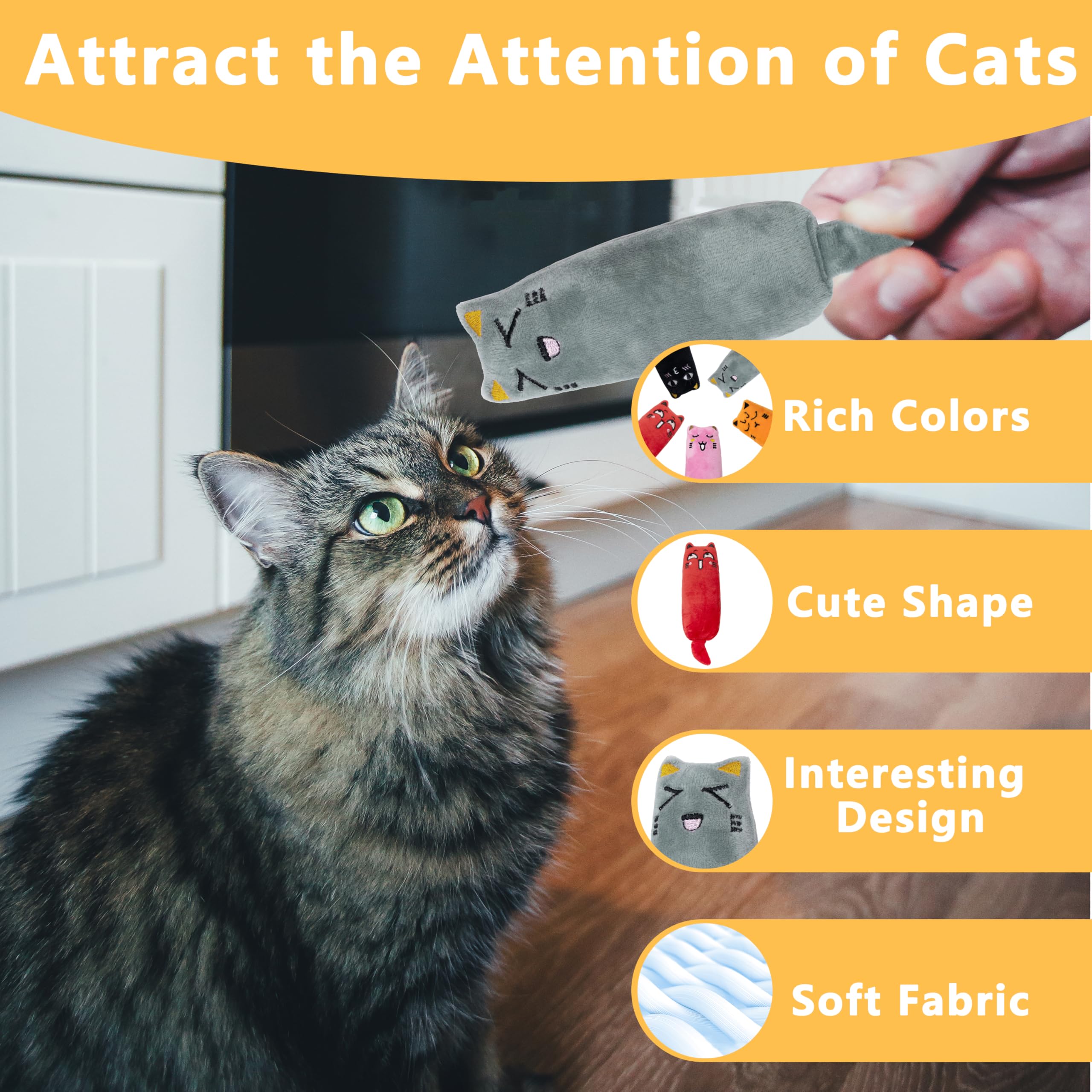 Maiiu 5Pcs Catnip Toys, Funny Cat Toys, Bite Resistant Cat Toys, Indoor Cartoon Cat Toys For Cat,Cat Chew Toys