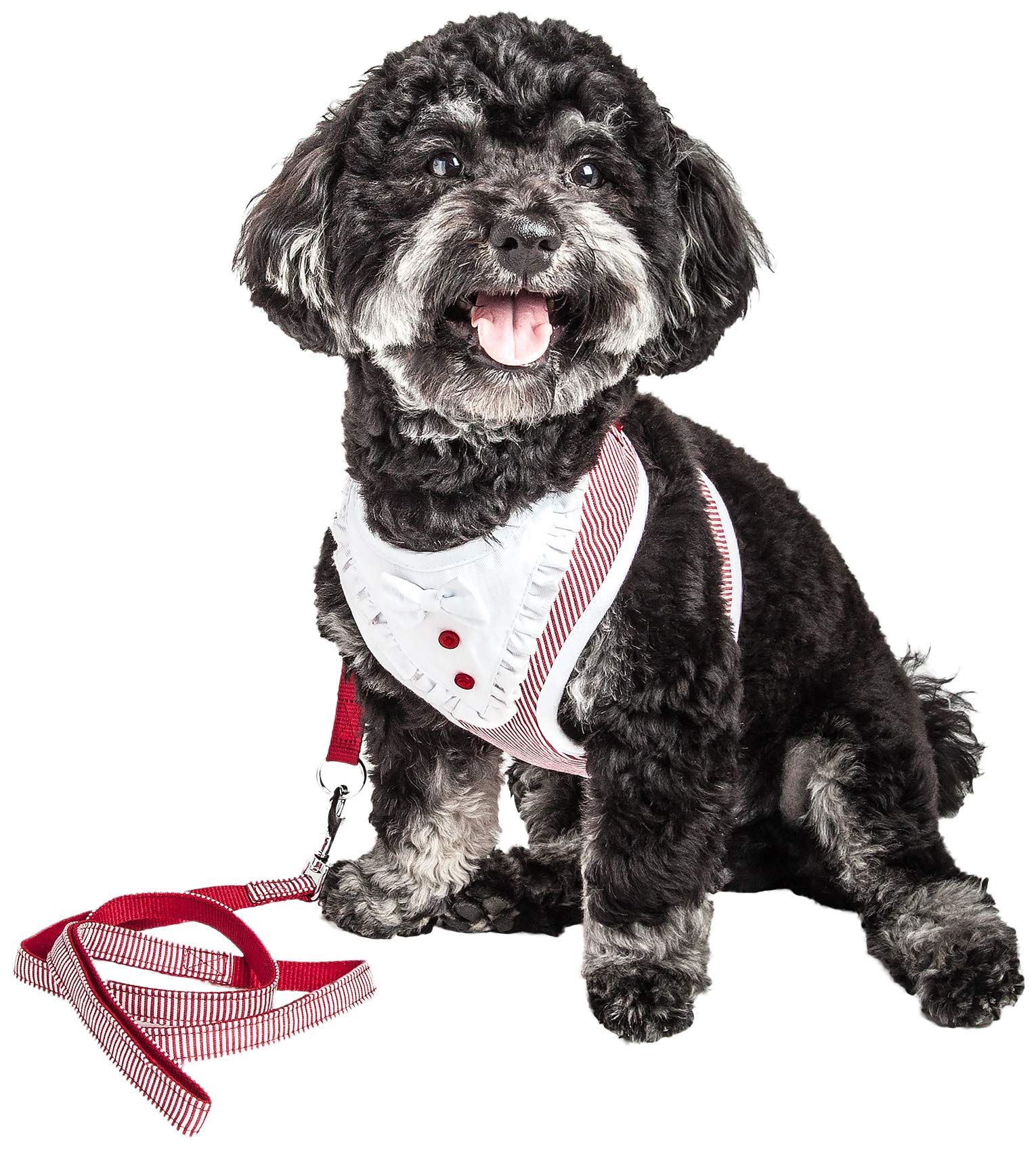 Pet Life A Luxe Collection Spawling 2-In-1 Dog Harness And Leash With Ruffled Pet Collar And Fashion Dog Bowtie - Pet Harness An