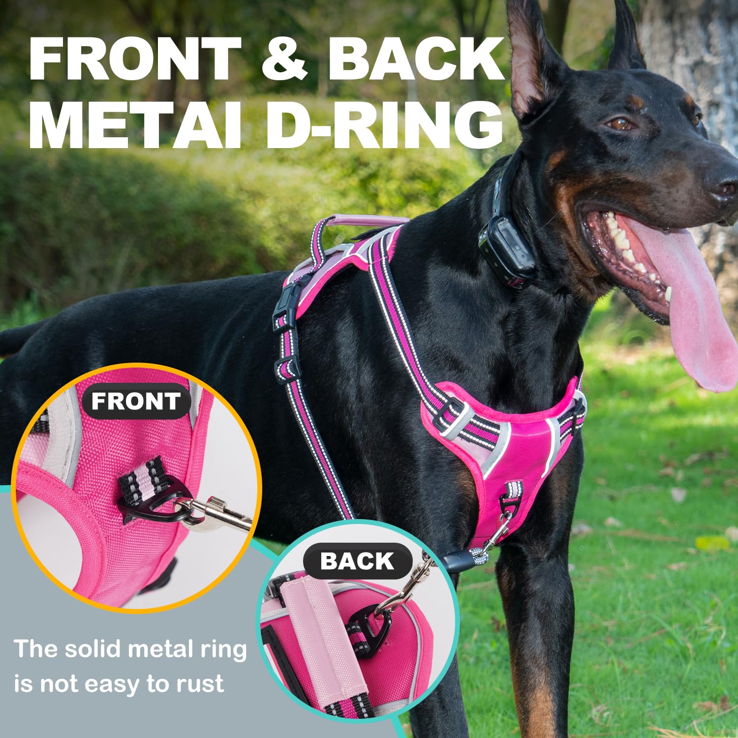 Wocume Dog Vest Harness For Medium Dogs With 2 Dog Patches, No Pull Adjustable Harness With Handle For Walking Training, Reflect