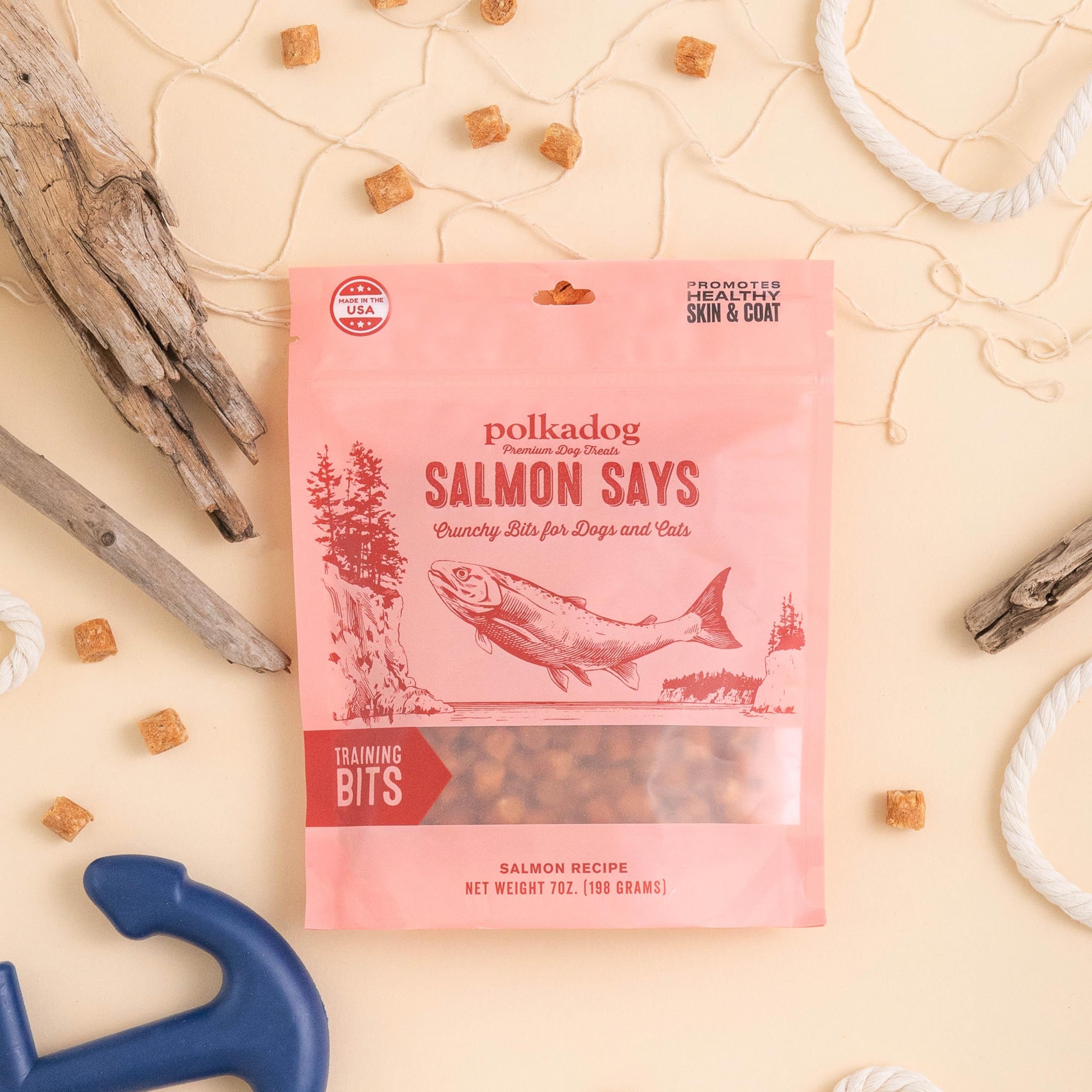 Polkadog Salmon Says Training Bits - Omega-3 Rich, Low Fat Healthy Dog Treat - Digestible, Vitamin & Mineral Packed Dog Snacks -