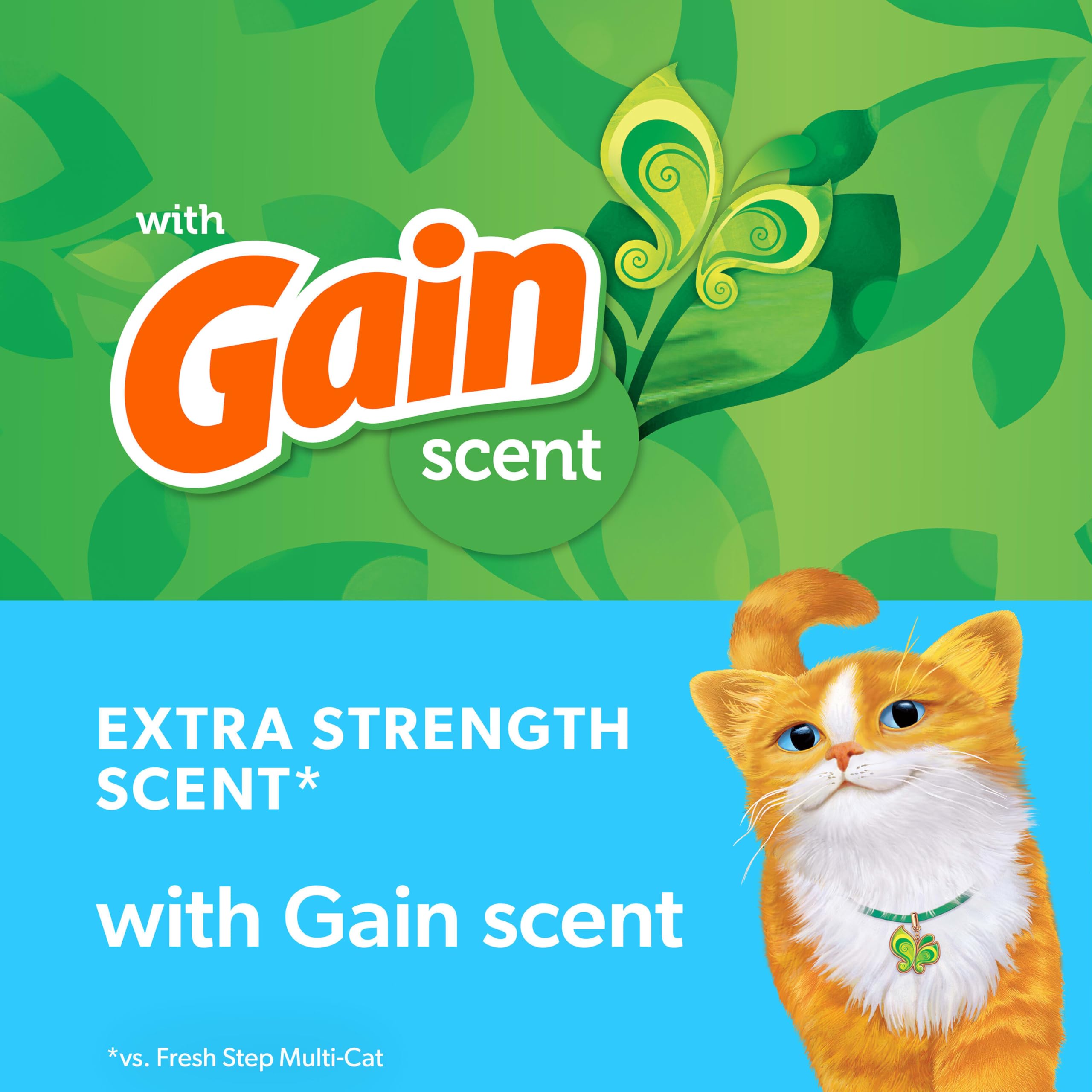 Fresh Step Clumping Cat Litter With Febreze Gain Scent, Long Lasting Odor Control Kitty Litter With Activated Charcoal, Low Dust