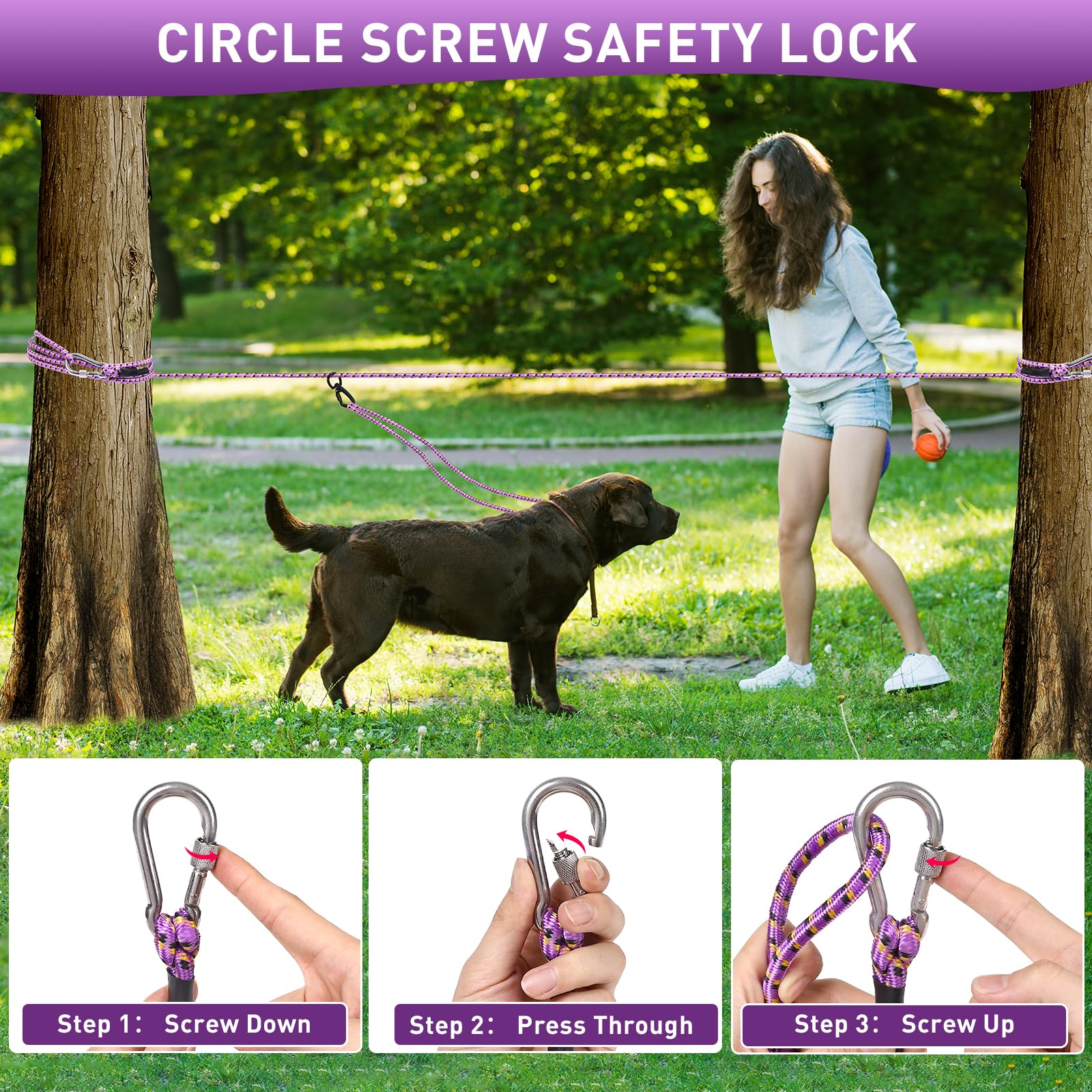 Dog Tie Out Cable For Camping 75Ft, Dog Runner For Yard Hold Up To 350Lbs, Portable Camping Essentials For Outside