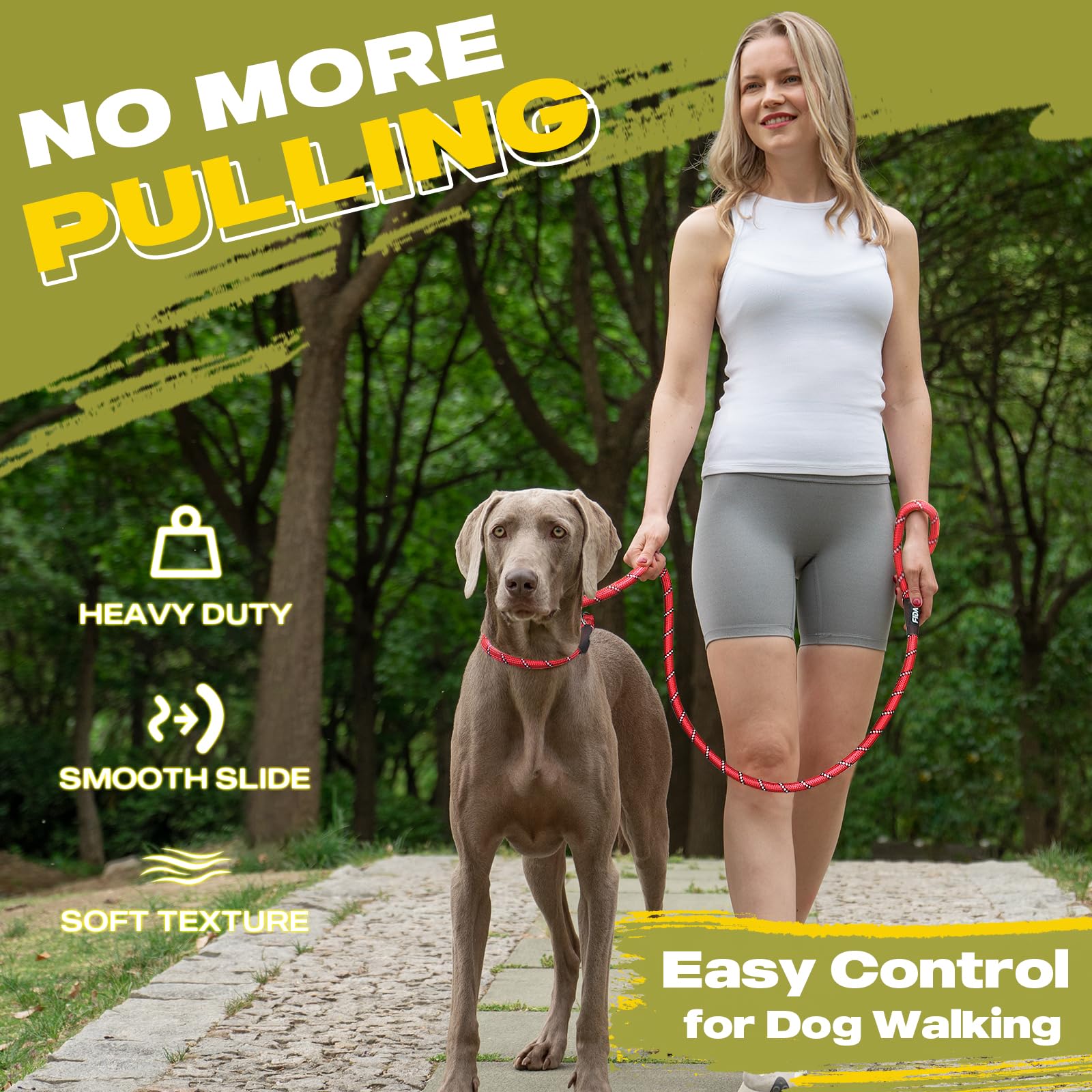 Fida Durable Slip Lead Dog Leash Bulk Pack Of 5, Heavy Duty 1/2'' X 6 Ft Comfortable Strong Rope Slip Leash For Large, Medium &