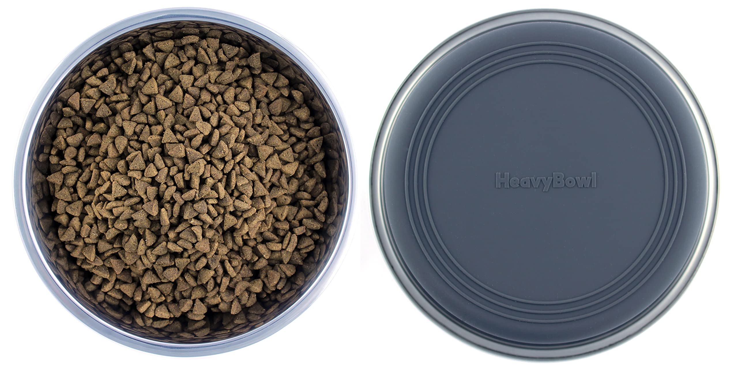 Heavybowl - 2.5 Lb Weighted Dog Bowl - No Slip, No Tip - Heavy Stainless Steel Dog Bowl With Silicone Rubber Foot
