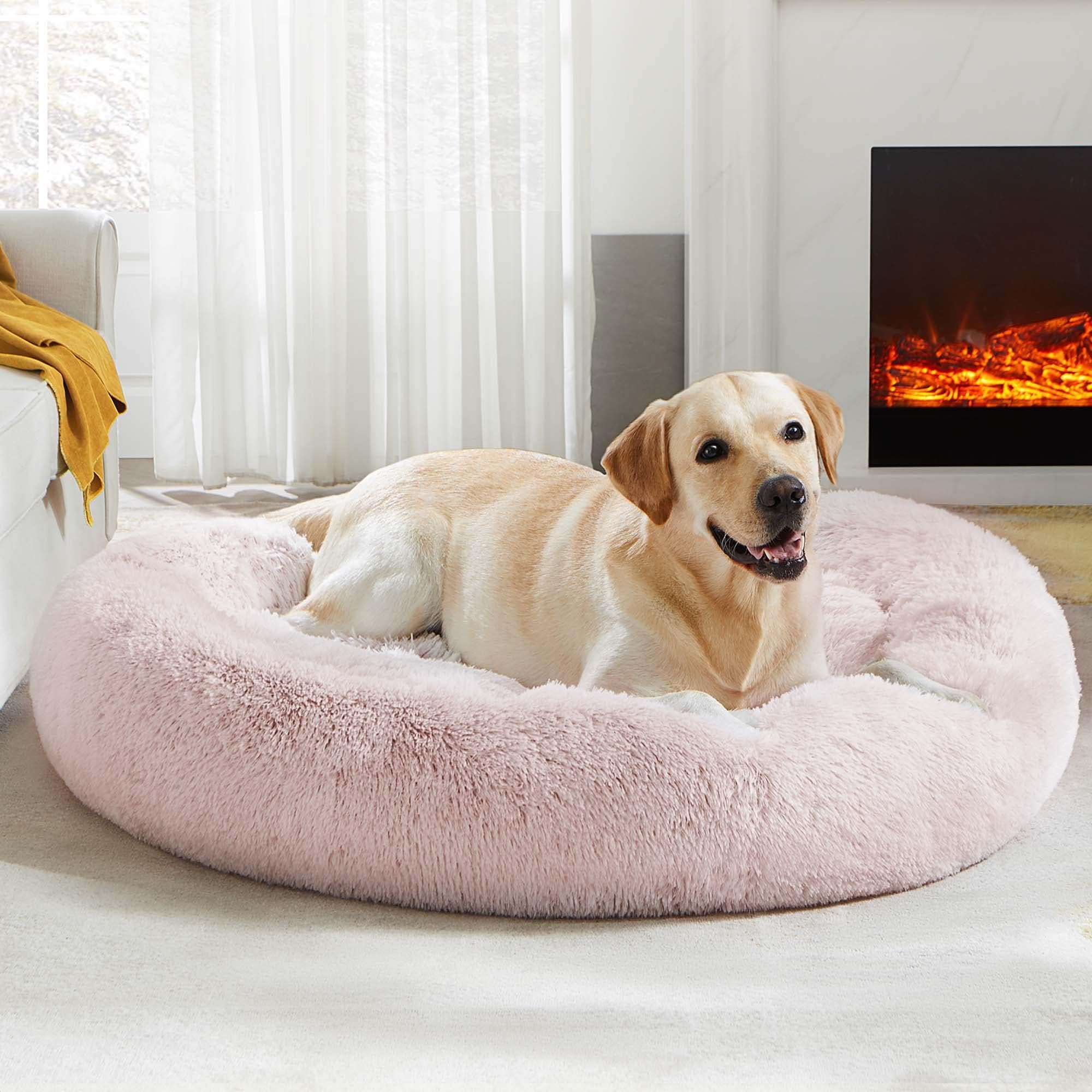 Western Home Wh Calming Dog & Cat Donut Cuddler, Anti-Anxiety Warming Cozy Soft Round Bed, Fluffy Faux Fur Plush Cushion For Small Medium Dogs And Cats (20'/24'/30'/36')
