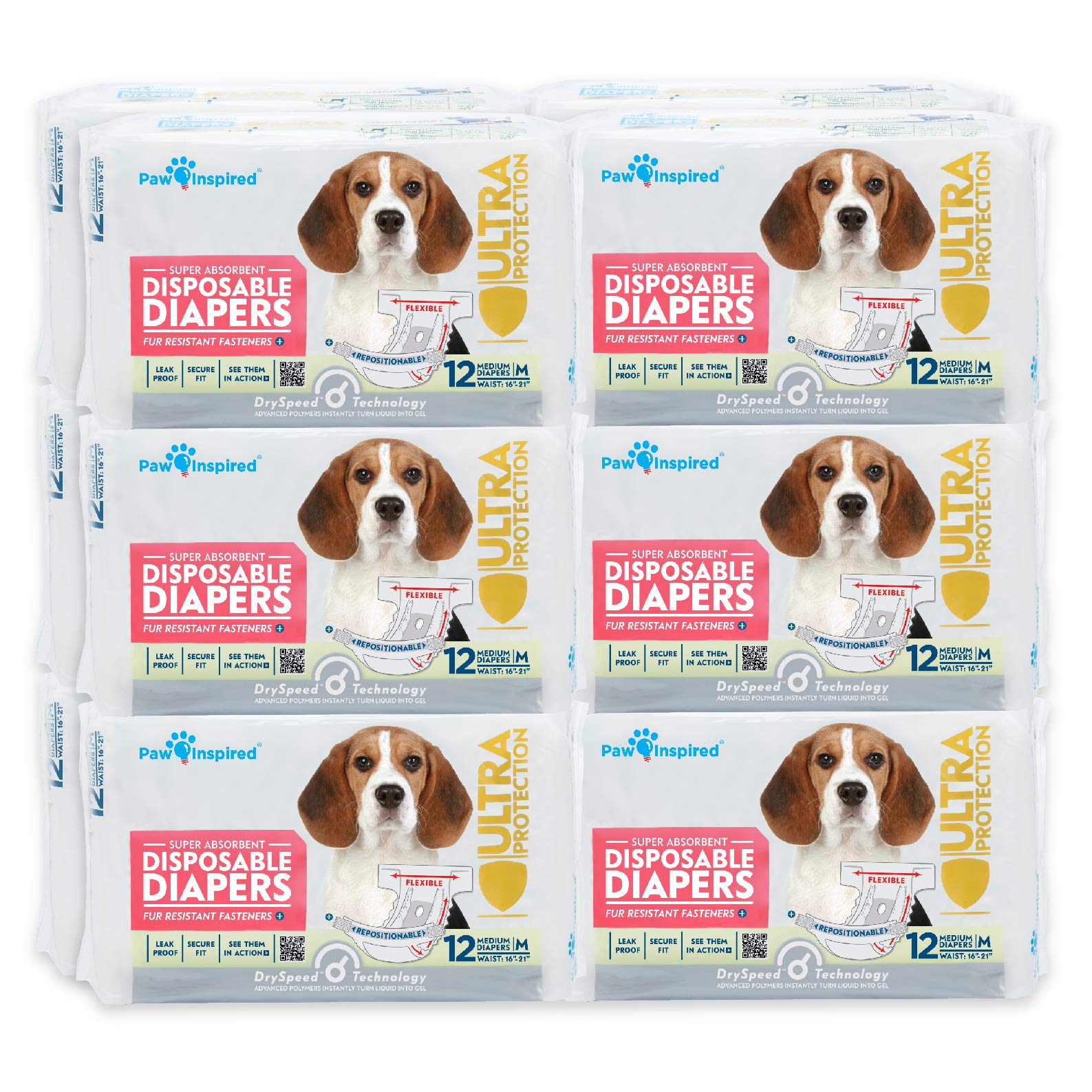 Paw Inspired Disposable Dog Diapers | Female Dog Diapers Ultra Protection | Diapers for Dogs in Heat, Excitable Urination, or In