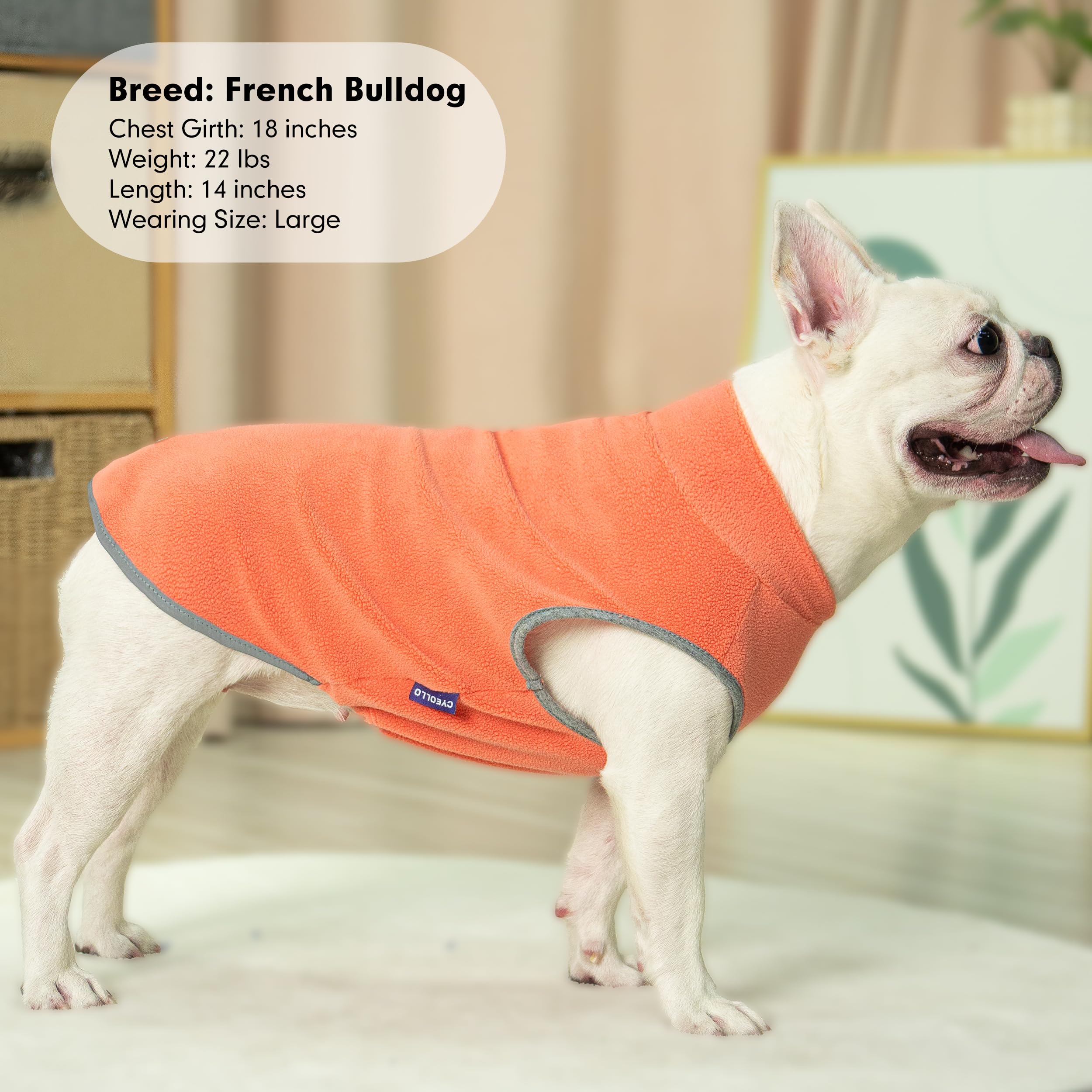 Cyeollo Fleece Dog Sweater Vest & Pullover Jacket - Reflective, Orange & Red, S - Xs To Xl