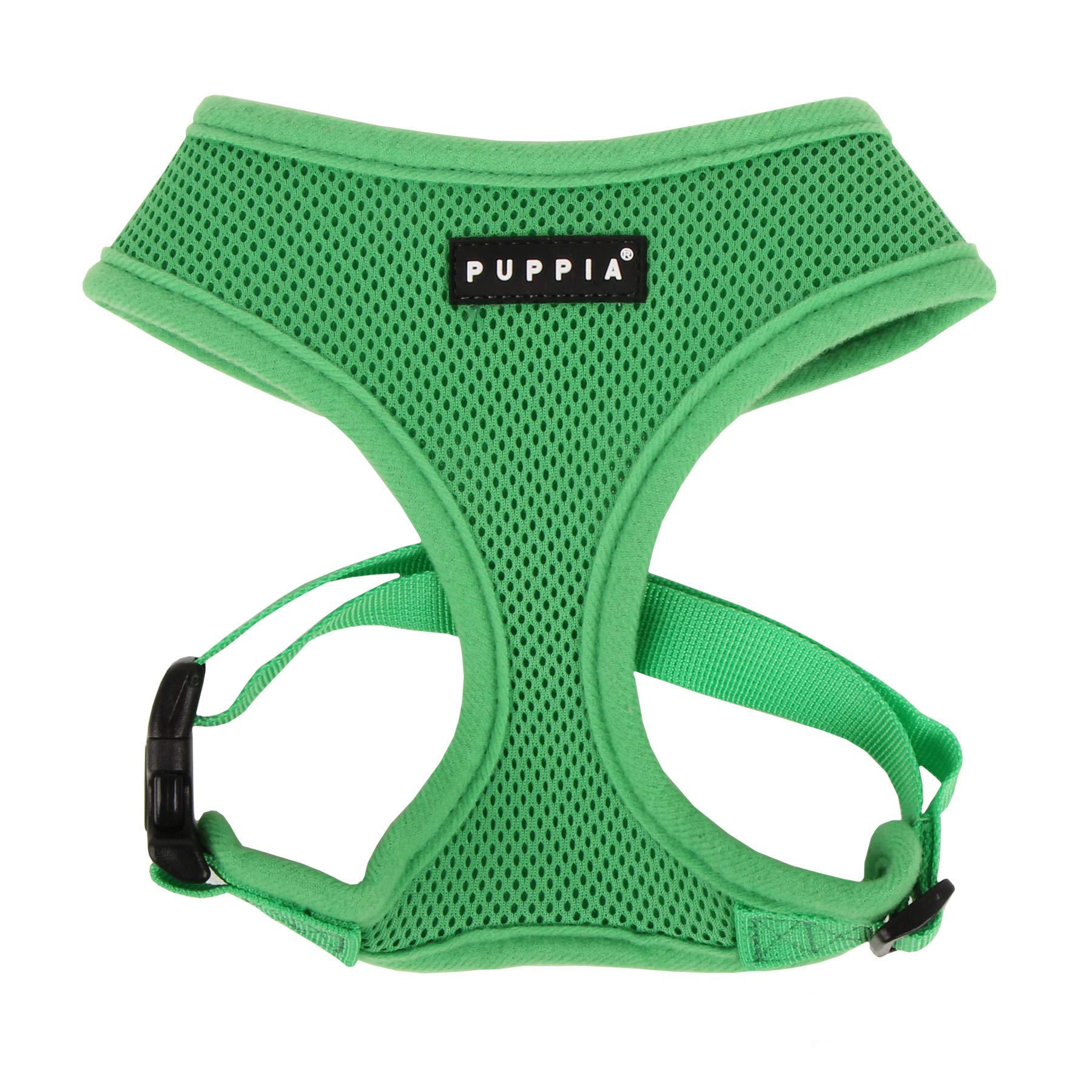 Puppia Soft Dog Harness No Choke Over-The-Head Triple Layered Breathable Mesh Adjustable Chest Belt And Quick-Release Buckle, Green, X-Small