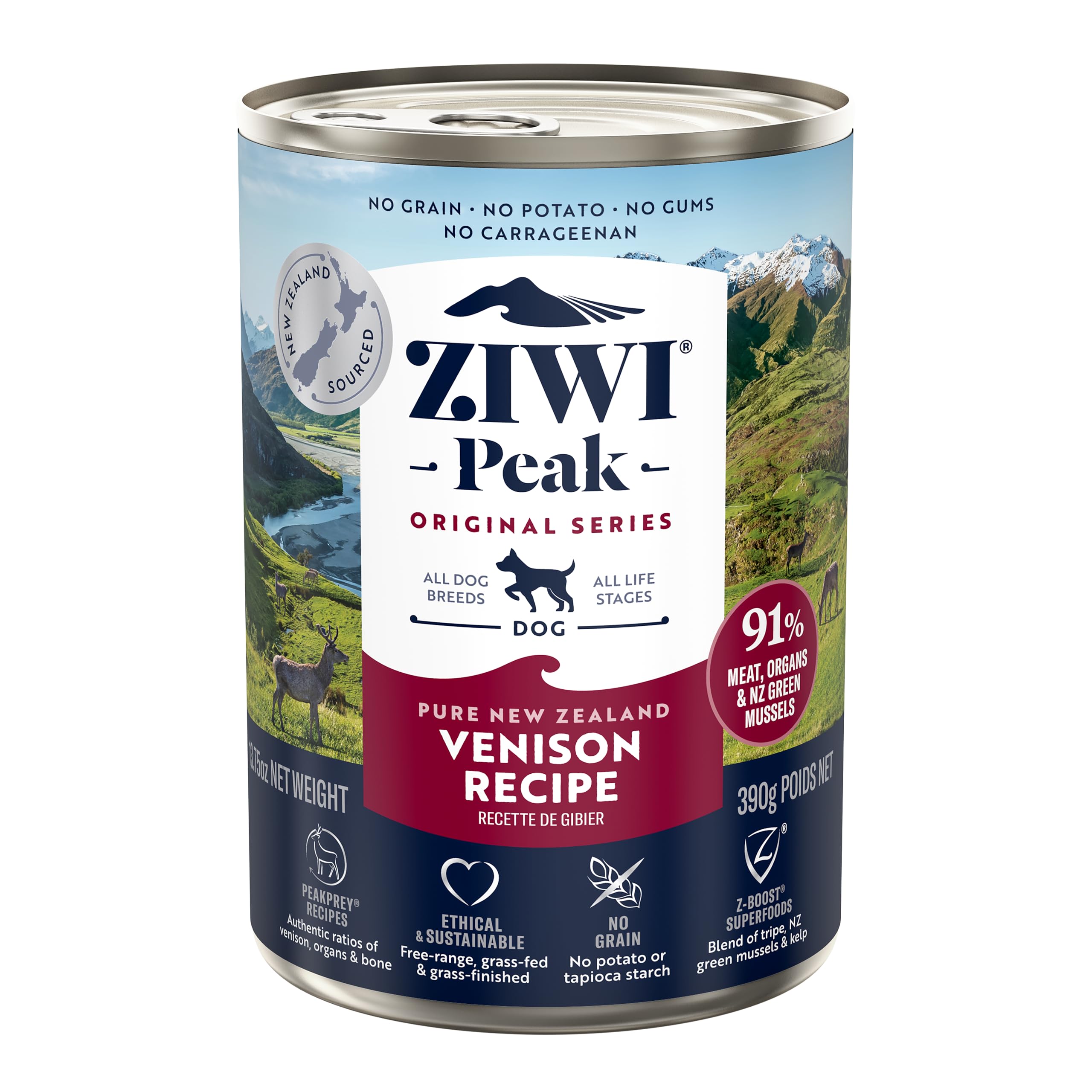 ZIWI Peak Canned Wet Dog Food - All Natural, High Protein, Grain Free, Limited Ingredient, with Superfoods 13.75 Ounce (Pack of 