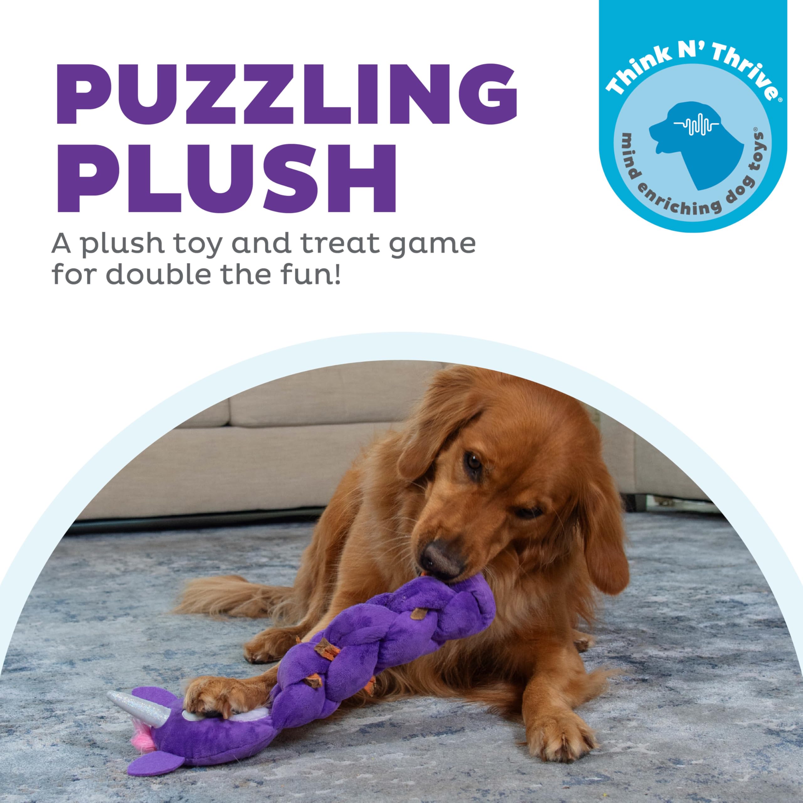Outward Hound by Nina Ottosson Twistiez Interactive Plush Dog Treat Puzzle, Unicorn, Purple