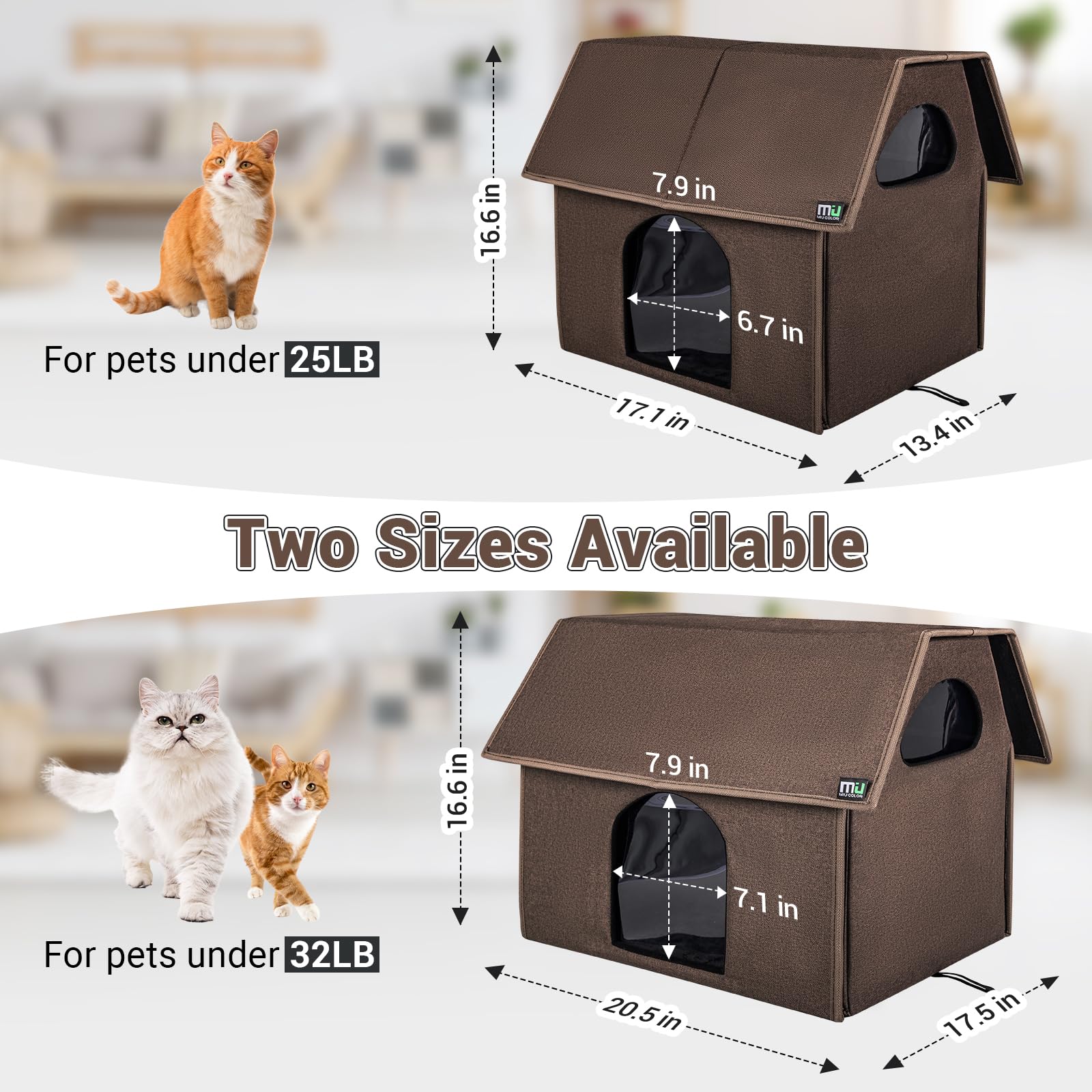 MIU Color Outdoor Cat House, Extra Large Weatherproof Cat Houses for Outdoor Cats, Insulated Feral Cat Shelter, Big Cat Bed, 20.