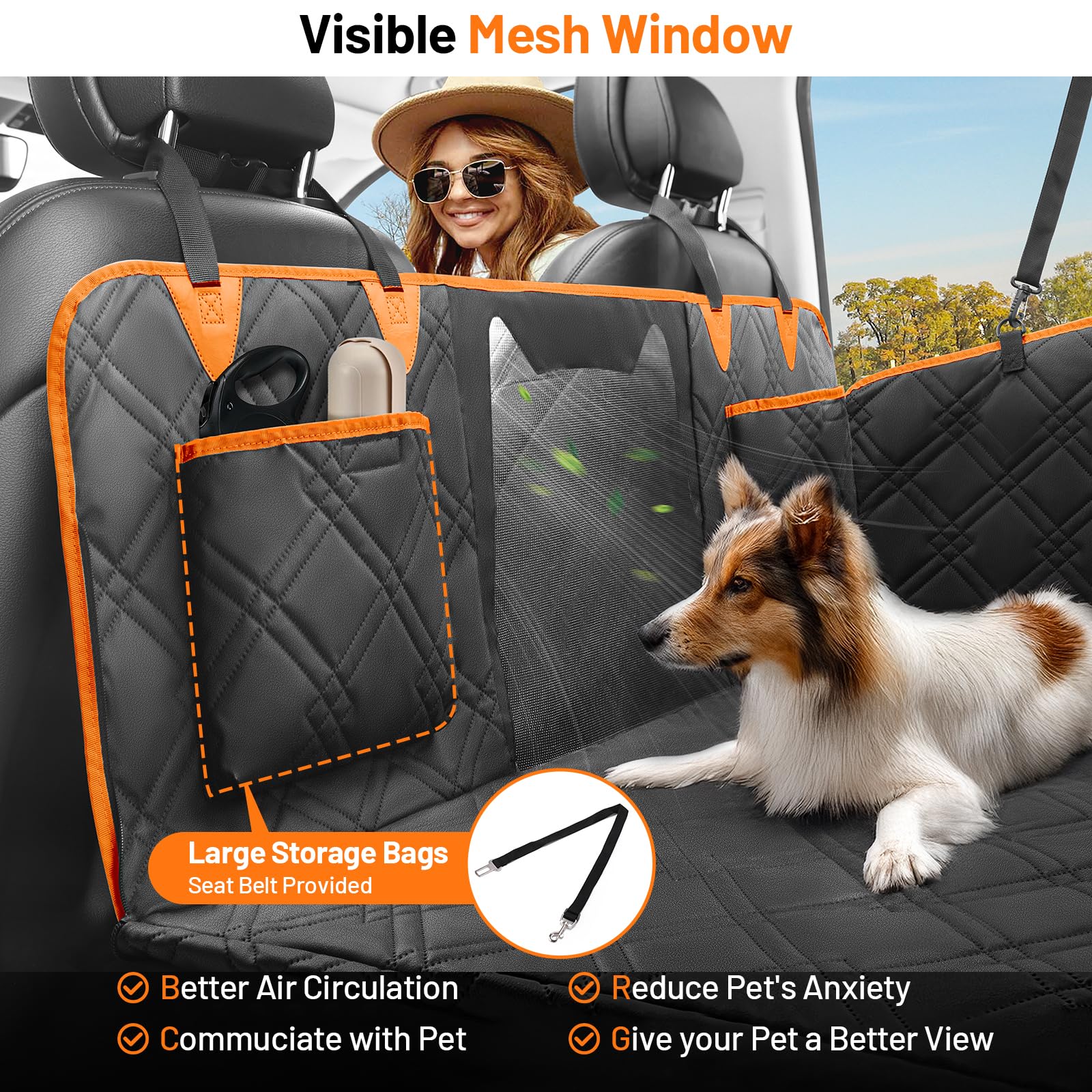 Bumubi Seat Protector For Dogs Pet Seat Covers Backseat Extender For Dogs Luxury Pu Leather Hard Bottom Back Seat Holds 400Lbs W