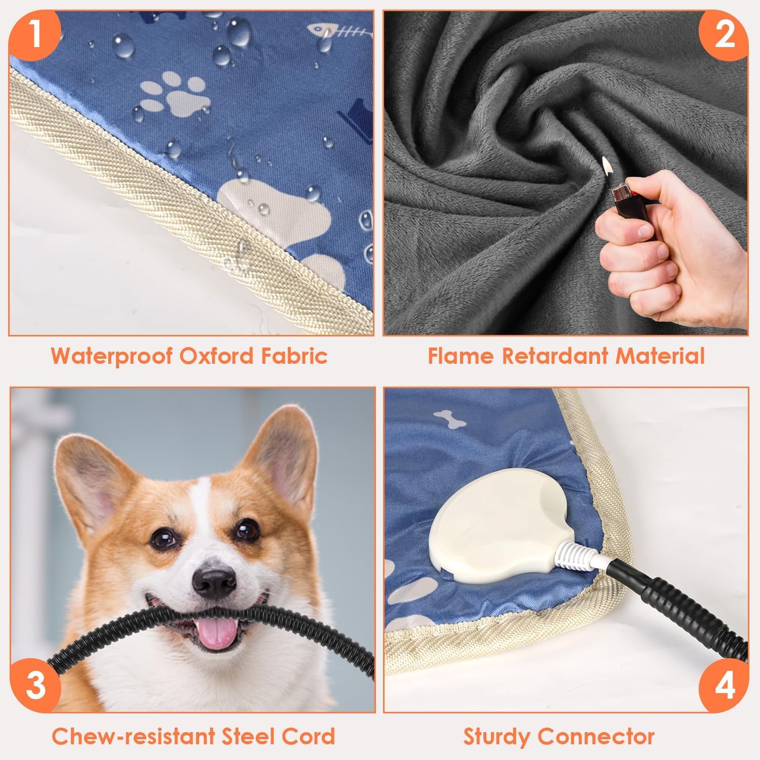 Pet Heating Pad For Dogs And Cats, 9 Adjustable Temperature Dog Heating Pad, Electric Heated Dog Bed, Heated Blanket For Dogs Wi