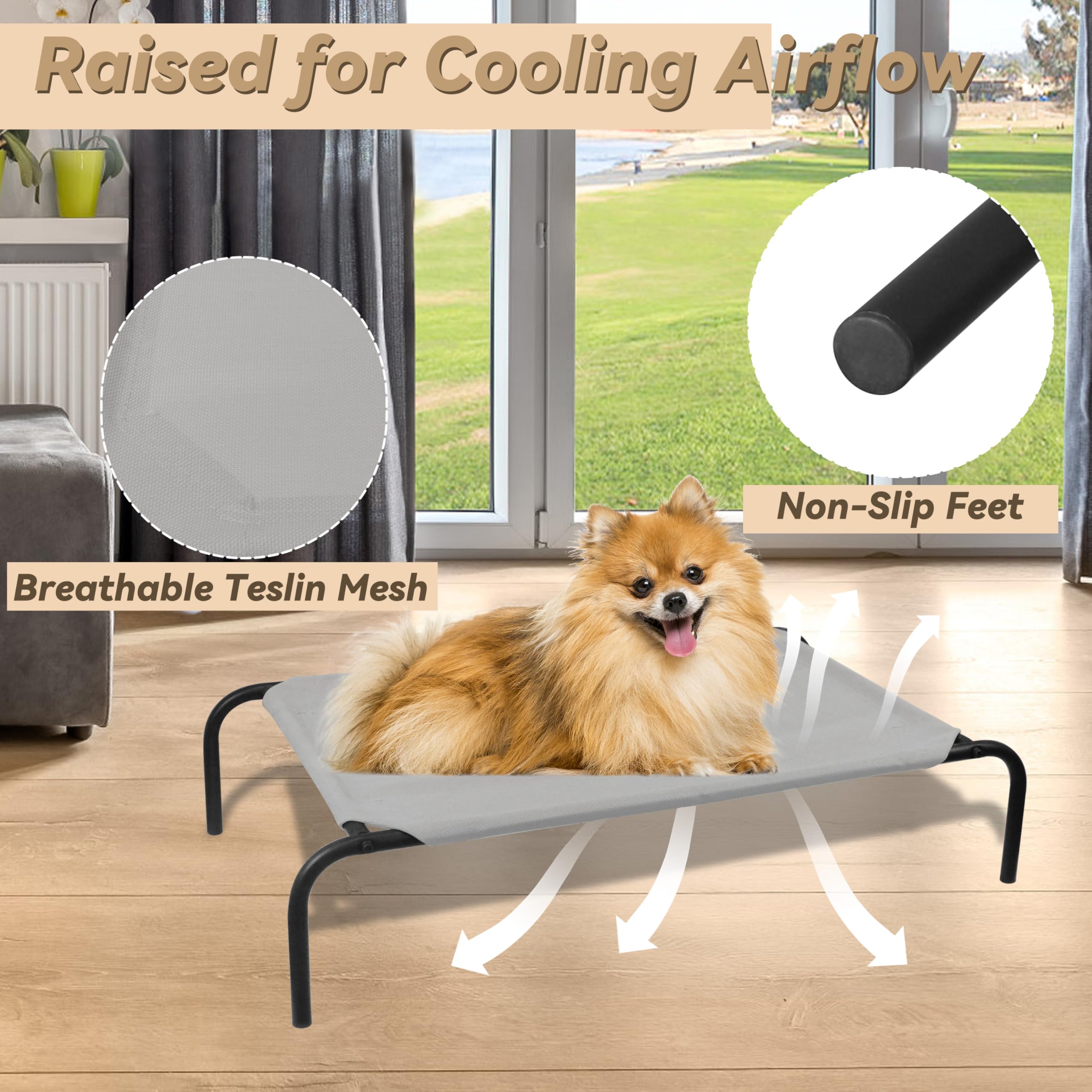 Phyex Elevated Dog Bed For Small Dogs, Raised Dog Bed With Breathable Mesh, Dog Cot Bed With Sturdy Steel Frame For Indoor & Out