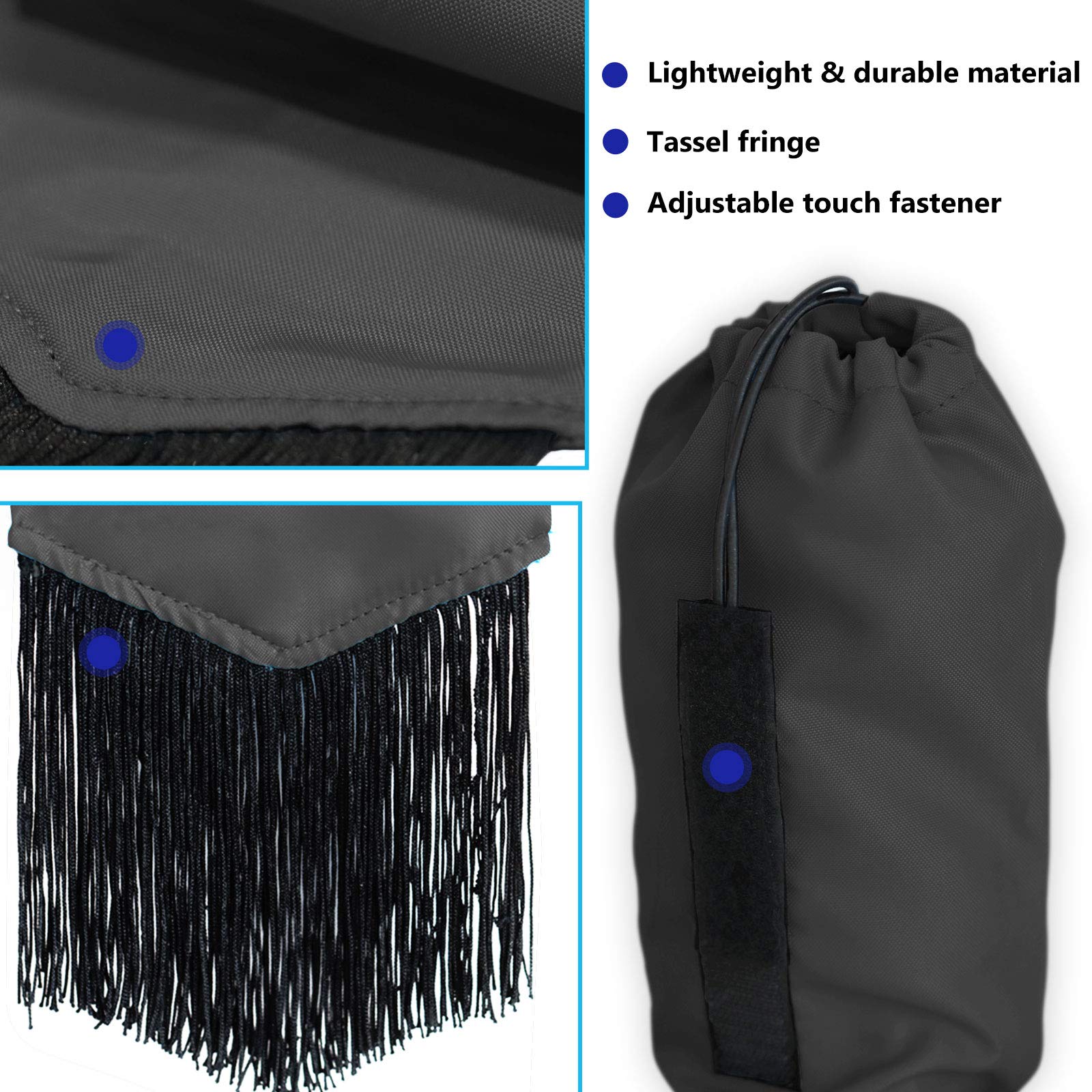 Harrison Howard Smooth Lightweight Adjustable Fastener Nylon Horse Tail Bag With Fringe-Mars Black