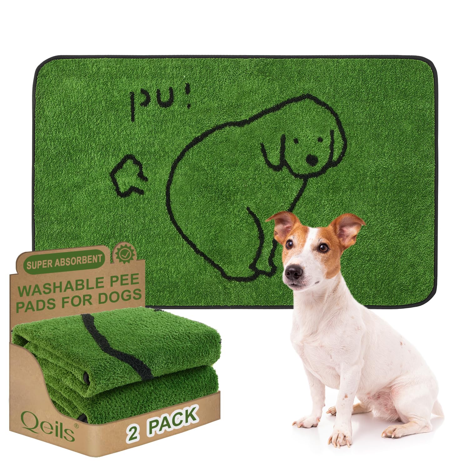 Qeils Reusable Puppy Pads, Washable Pee Pads For Dogs 2 Pack Durable Absorbent Leakproof Dog Training Pads For Home Or Travel, N