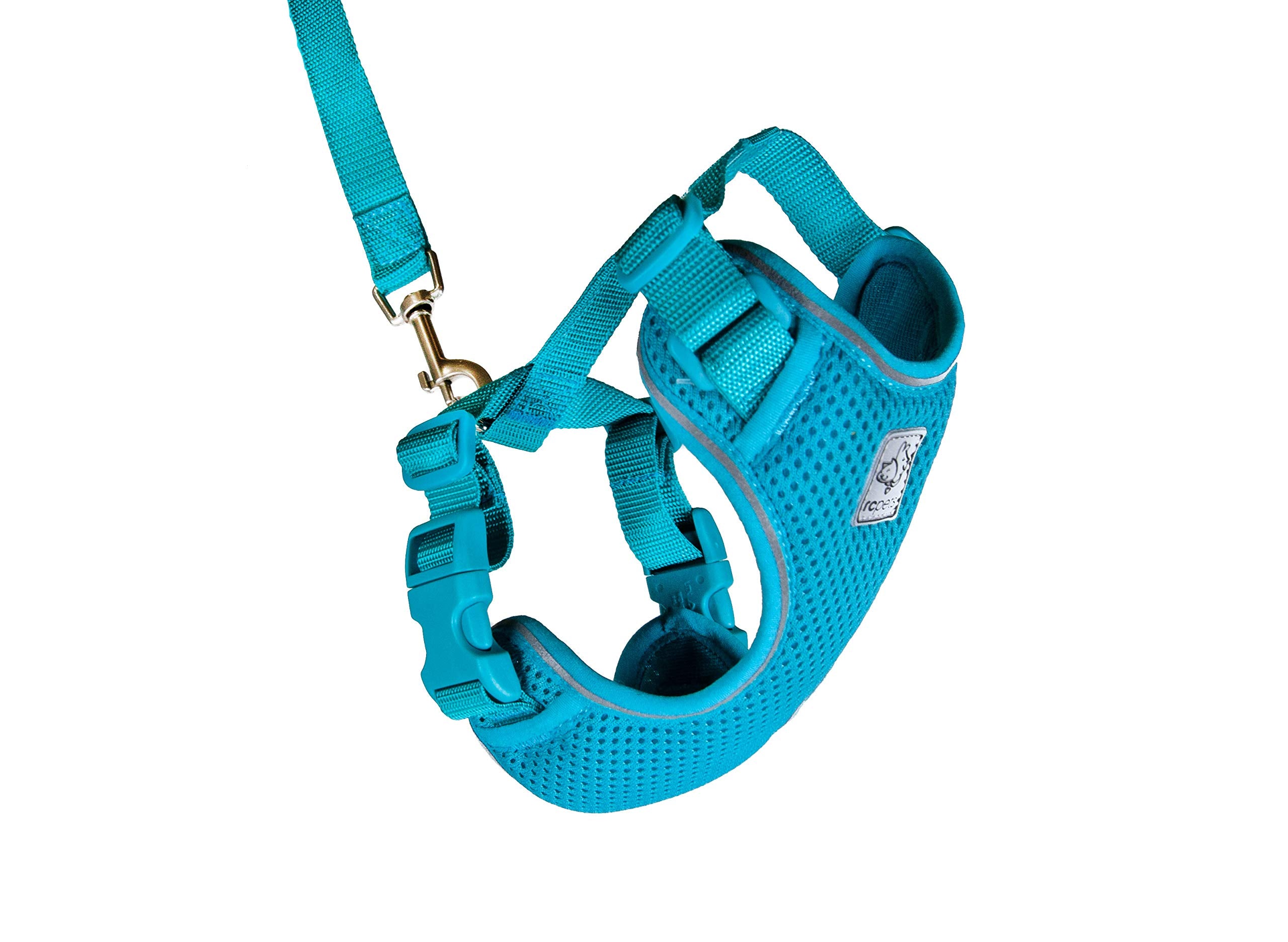 RC Pets Adventure Kitty Harness Includes Adjustable, Airmesh Fabric, 6 Leash and D-Ring Cat Walking Harness | Teal, Small
