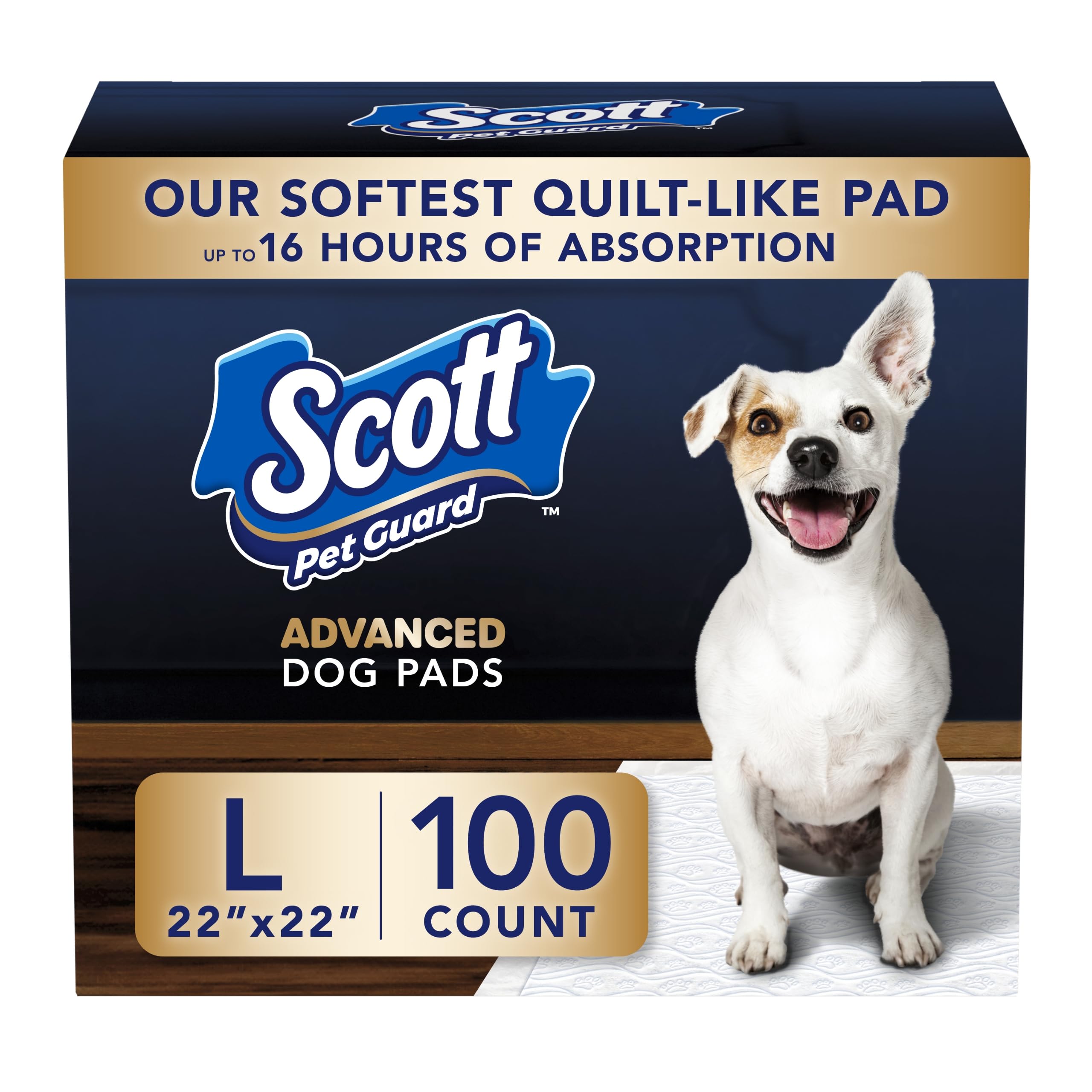 Scott Pet Guard Advanced Dog Pads - Training for Puppies, Medium & Large Dogs - 16 Hour Absorbency With Odor Control - Softest Q