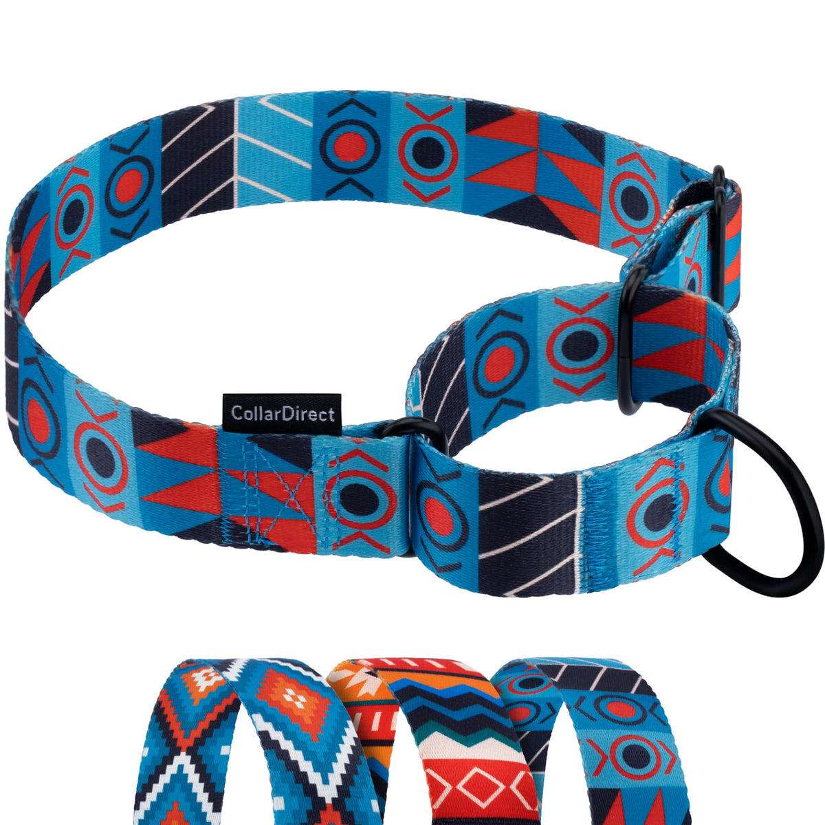 Collardirect Martingale Dog Collar Nylon Safety Training Tribal Pattern Adjustable Heavy Duty Collars For Dogs Medium Large (Pattern 1, Large, Neck Size 15'-20')