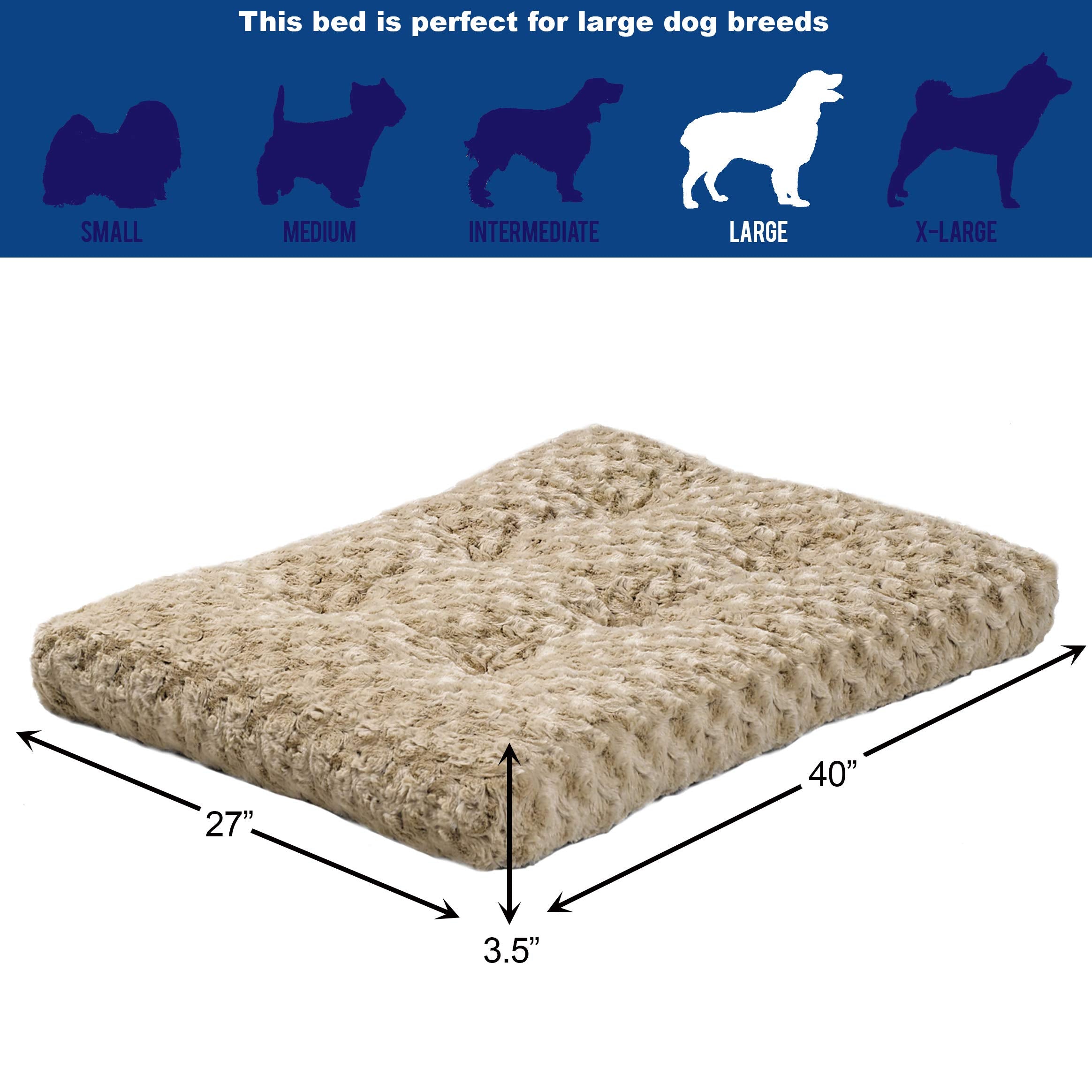 Midwest Homes For Pets Deluxe Dog Beds  Super Plush Dog & Cat Beds Ideal For Dog Crates  Machine Wash & Dryer Friendly, 1-Year W