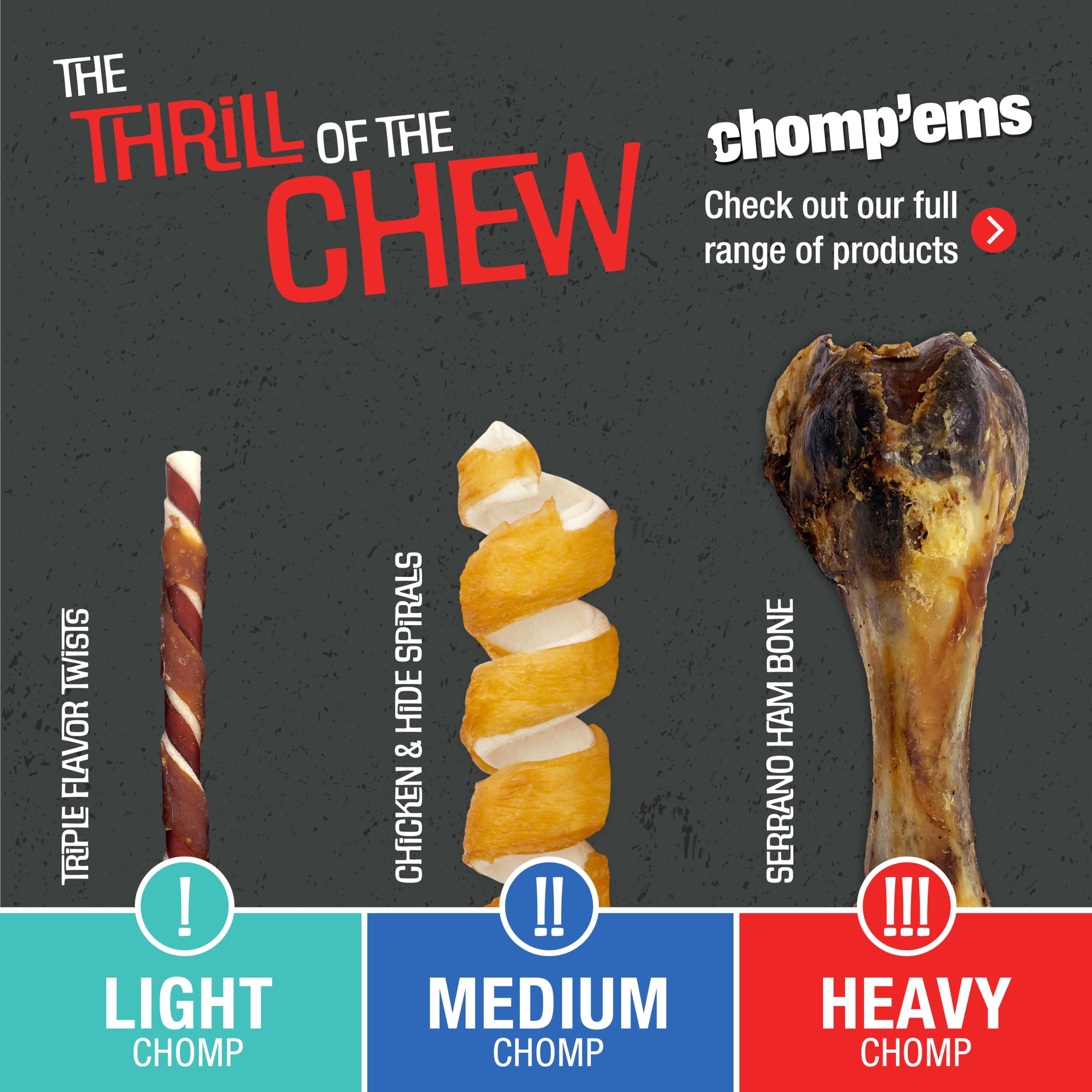 CHOMP EMS Five Flavor Kabobs Dog Treats - Beefhide Chewstick - High Protein Dog Chews, 15 Count
