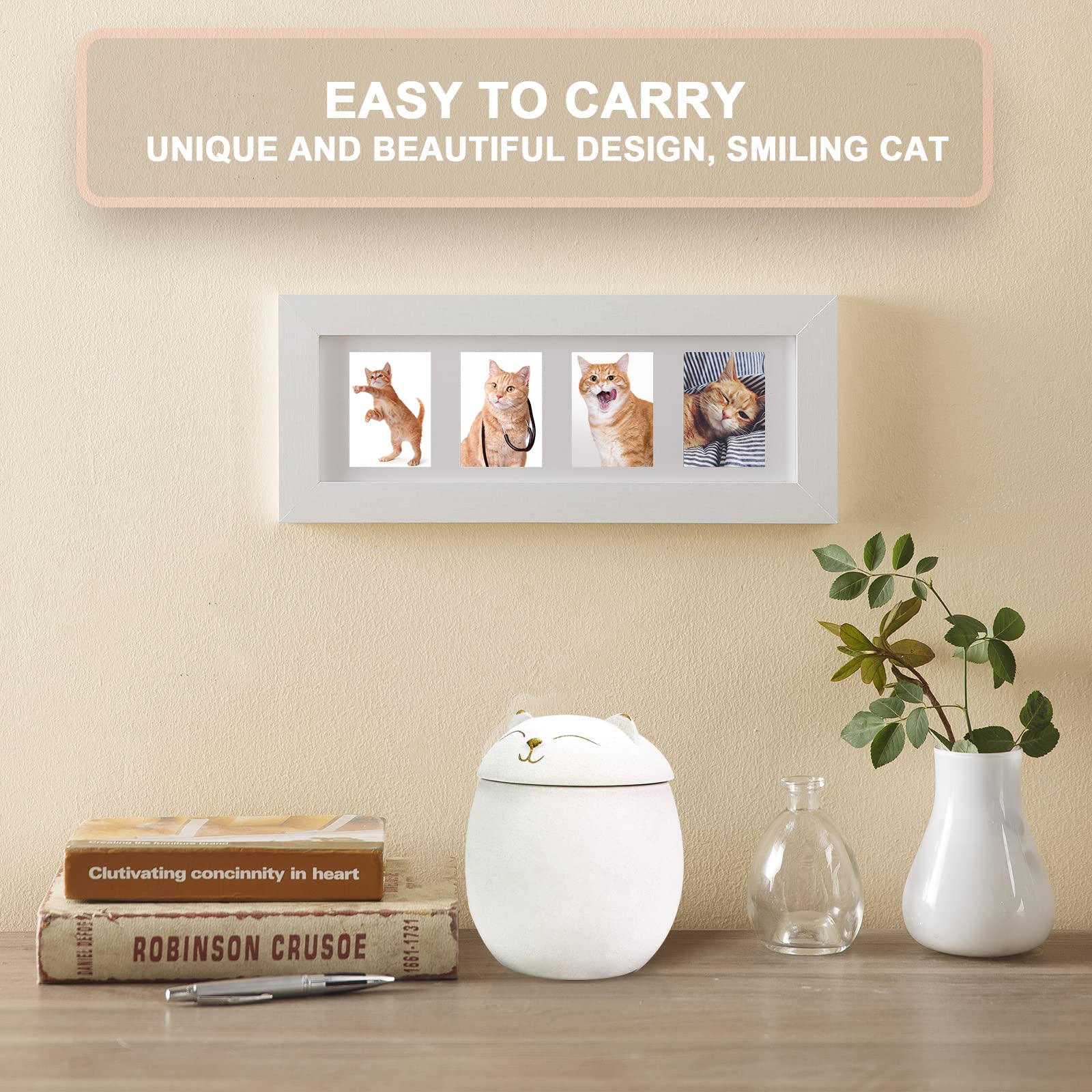 Meetpet Cat Urn Dog Urn Sized 3.2X2.9 And 4.9X4.25. A Smiley-Cat Pet Urn With A Memoria Card.Cat Urns For Ashes For Your Pet (12