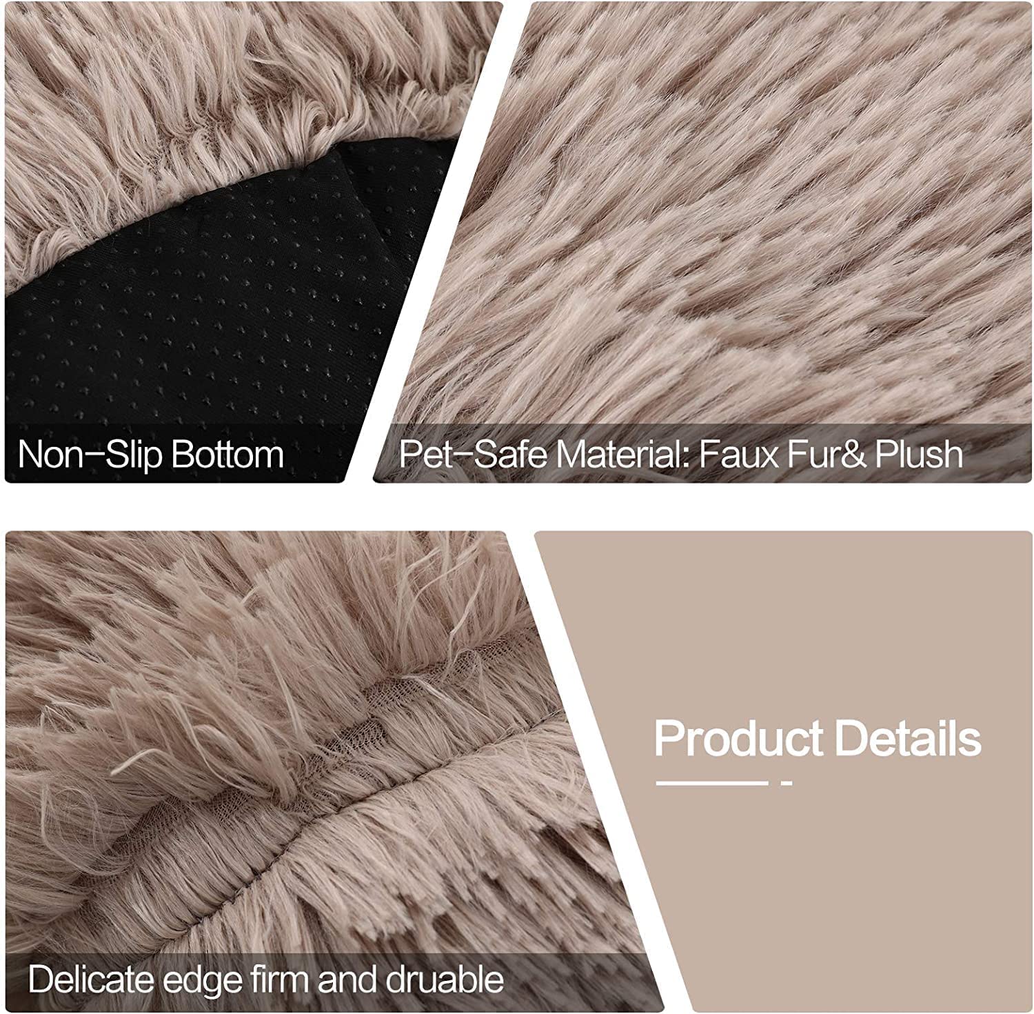 Cat Bed For Indoor Cats And Small Medium Dogs - Washable 20/24 Inches, Round Fluffy Plush Faux Fur, Anti-Anxiety, Thick Bottom (