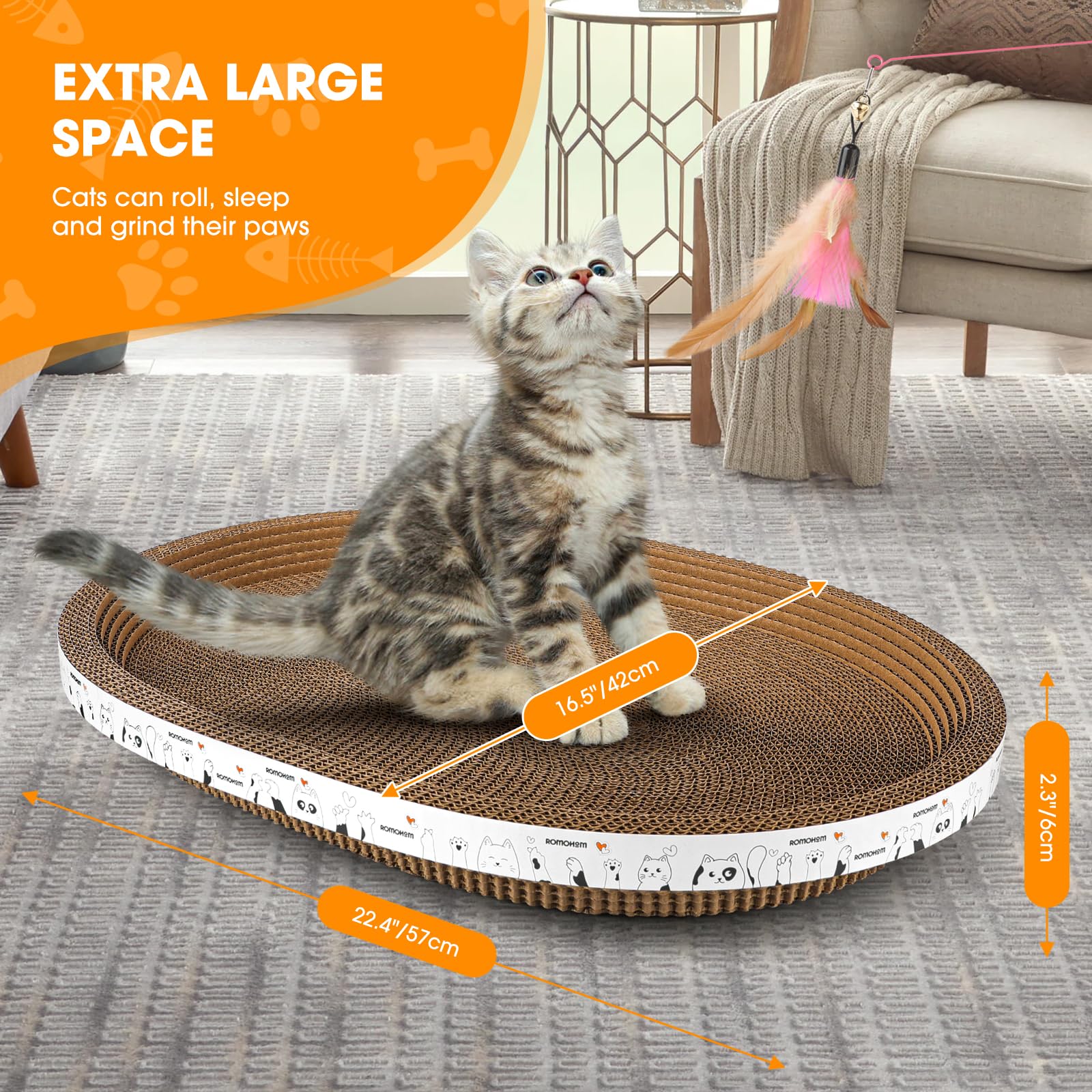 Romohom 3 Pack Large Oval Cat Scratcher Bed Scratch Pad Board Lounge Couch Cats Bowl Shaped Scratching Post Nest For Cats Grindi