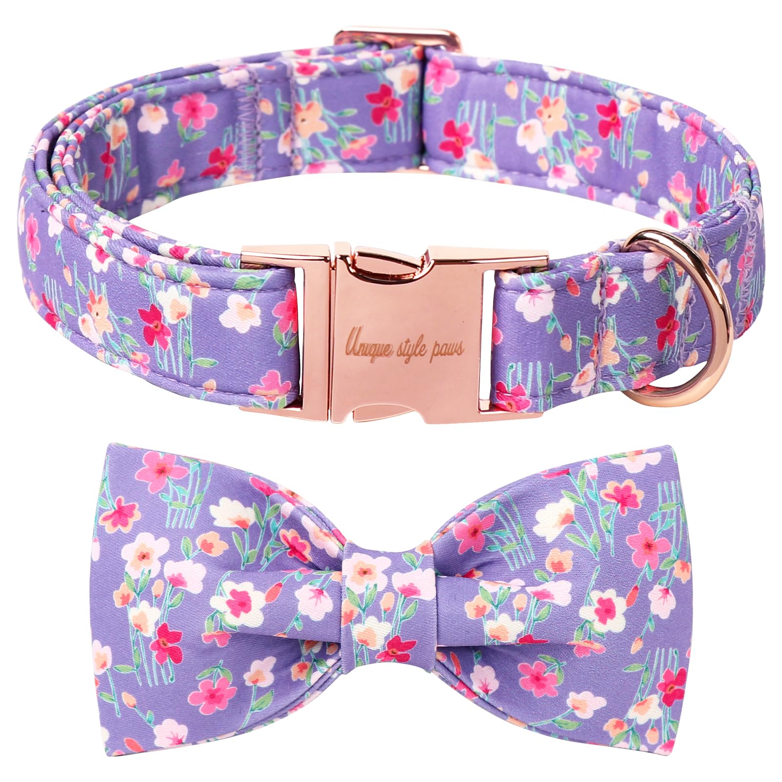 Unique Style Paws Cartoon Dog Collar With Bow Spring Summer Collar With Mutiflower For Small Medium Large Boys Girls Dogs