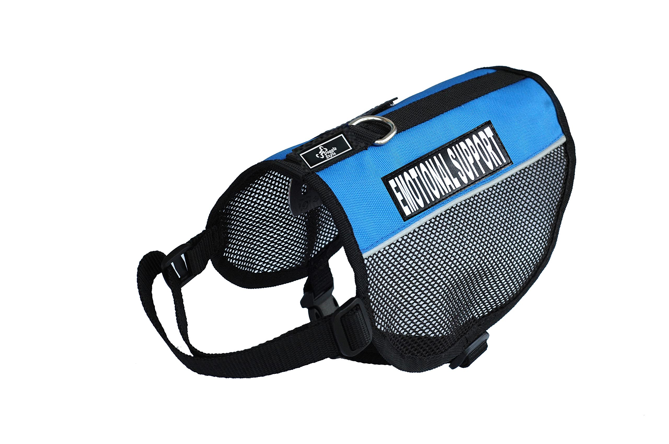 Emotional Support Service Dog Mesh Vest Harness Cool Comfort. Purchase Comes With 2 Reflective Emotional Support Pathces. Please Measure Your Dog Before Ordering (Girth 15-20', Blue)
