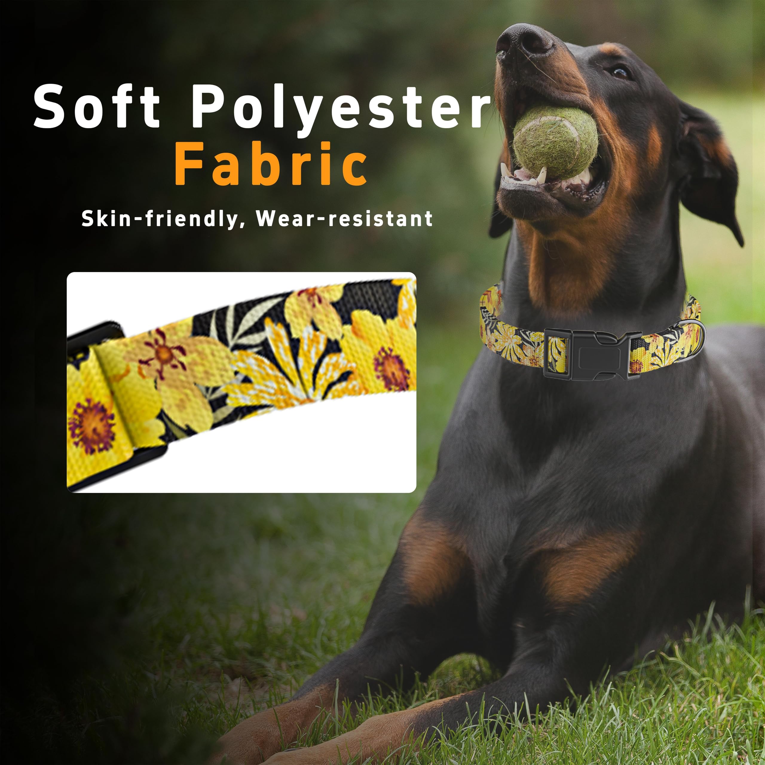 Seyezo Dog Collar For Boys Girls, Puppy Collar For Small Medium Large Dogs, Adjustable Soft Patterned Pet Collar With Safety Buc