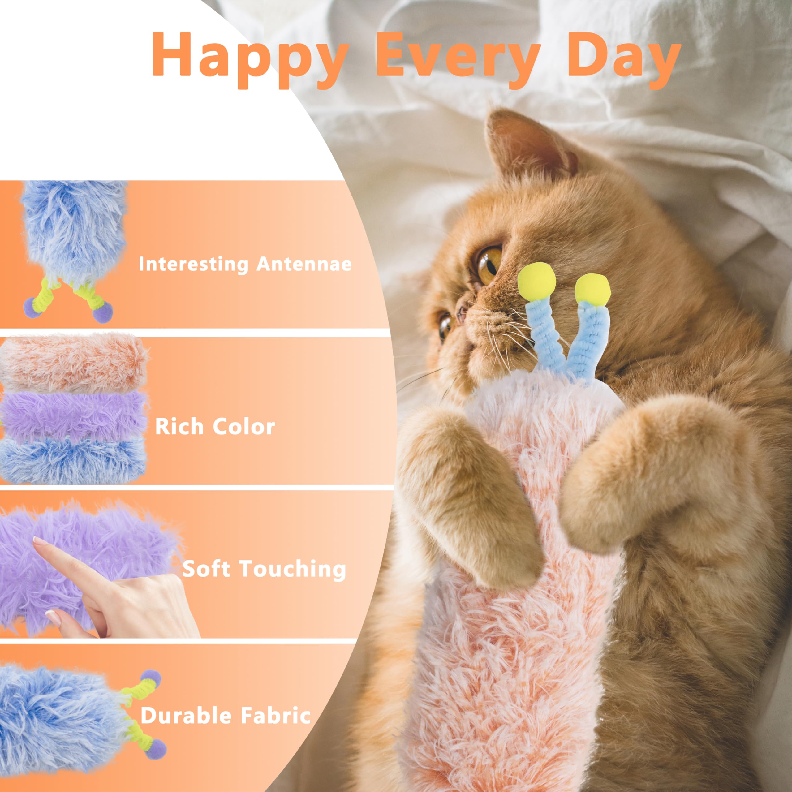 Maiiu 3 Pack Catnip Toys,Soft And Durable Cat Pillows Toys, Rich Color Cat Toys With Antennae, Indoor Interactive Cat Kicker Toy