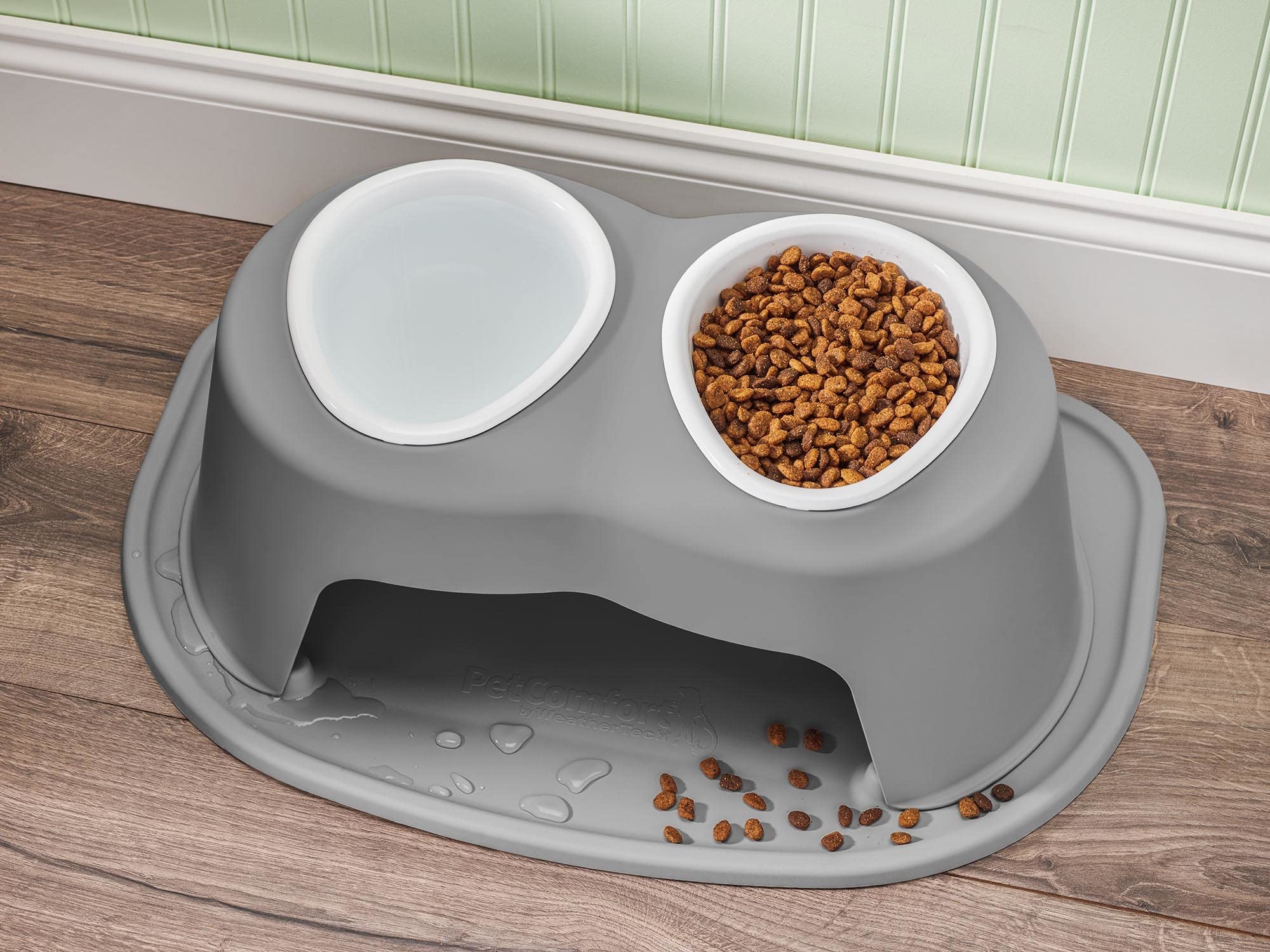 Weathertech Double High Pet Feeding System W/Plastic Dog/Cat Bowls - 6'' High Stand Dark Grey (Pdhc3206Dgdg)