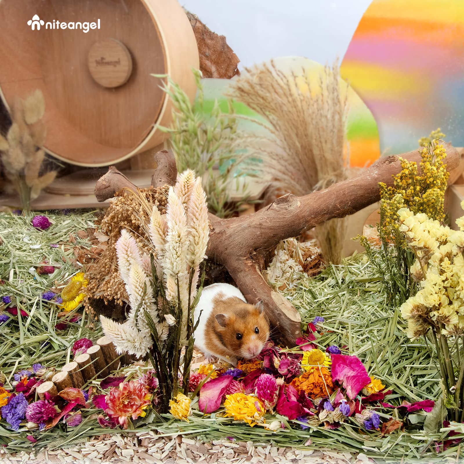 Niteangel Natural & Soft Hamster Bedding Mate Small Animal Habitat Decor For Syrian Dwarf Hamsters Gerbils Mice Degus Bunny Or Other Small-Sized Pet (Flower Version)