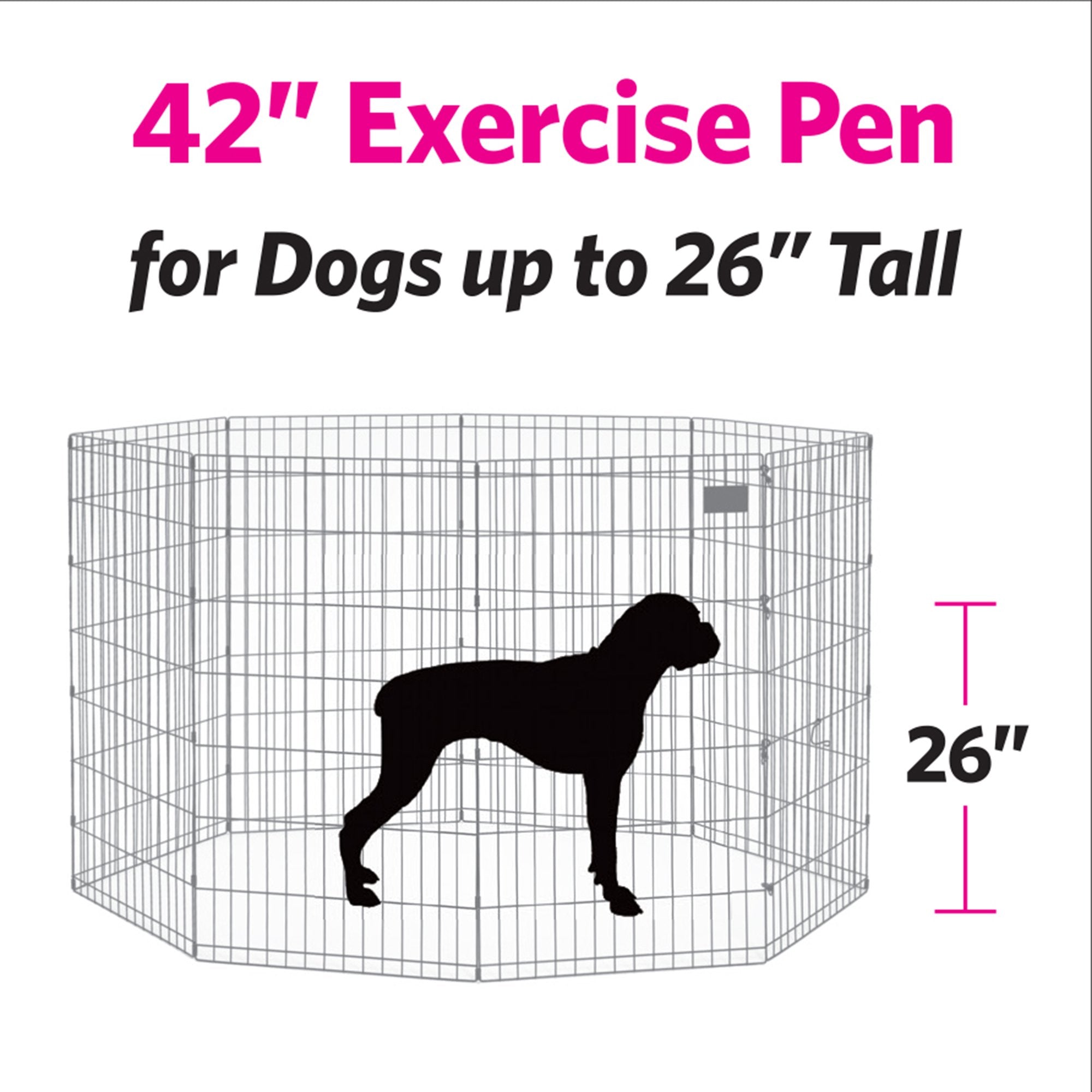 Midwest Homes For Pets Dog Exercise Pen & Playpen, 24'' W X 42'' H, No Door, Black