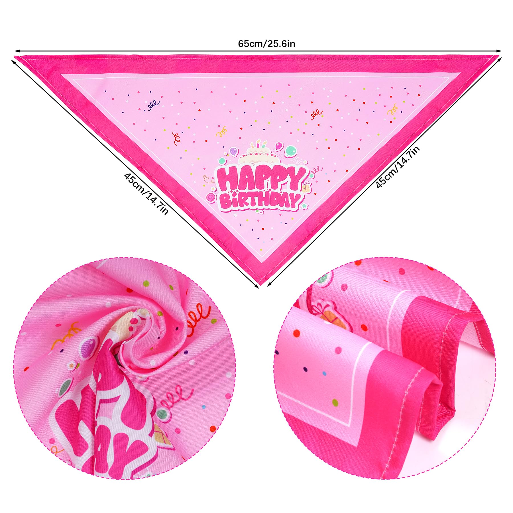 Pistha Dog Birthday Party Set - Bandana Scarf & Hat With Number For Dog Birthday Party (Pink)