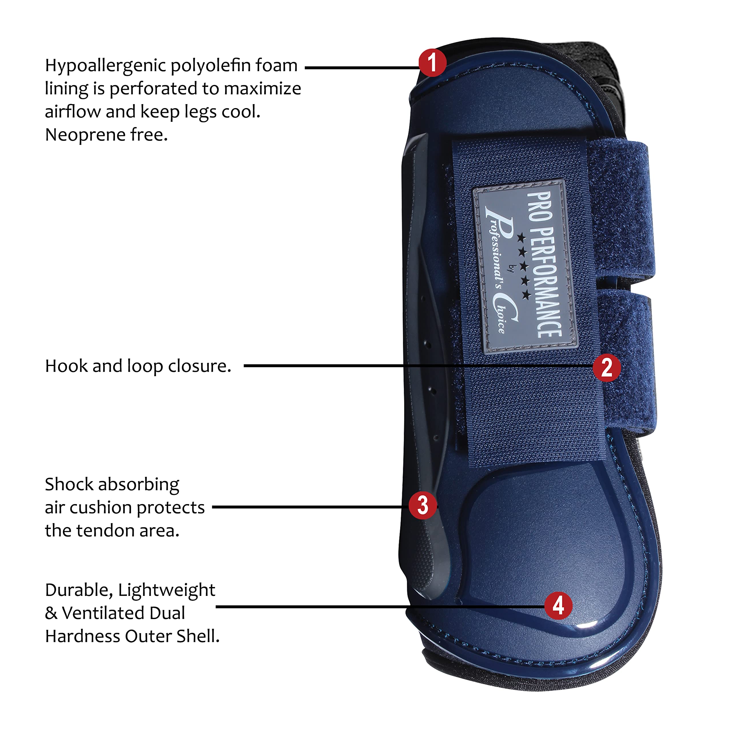 Professional'S Choice Pro Performance Show Jump Boots | Front Pair | Navy | Universal Size