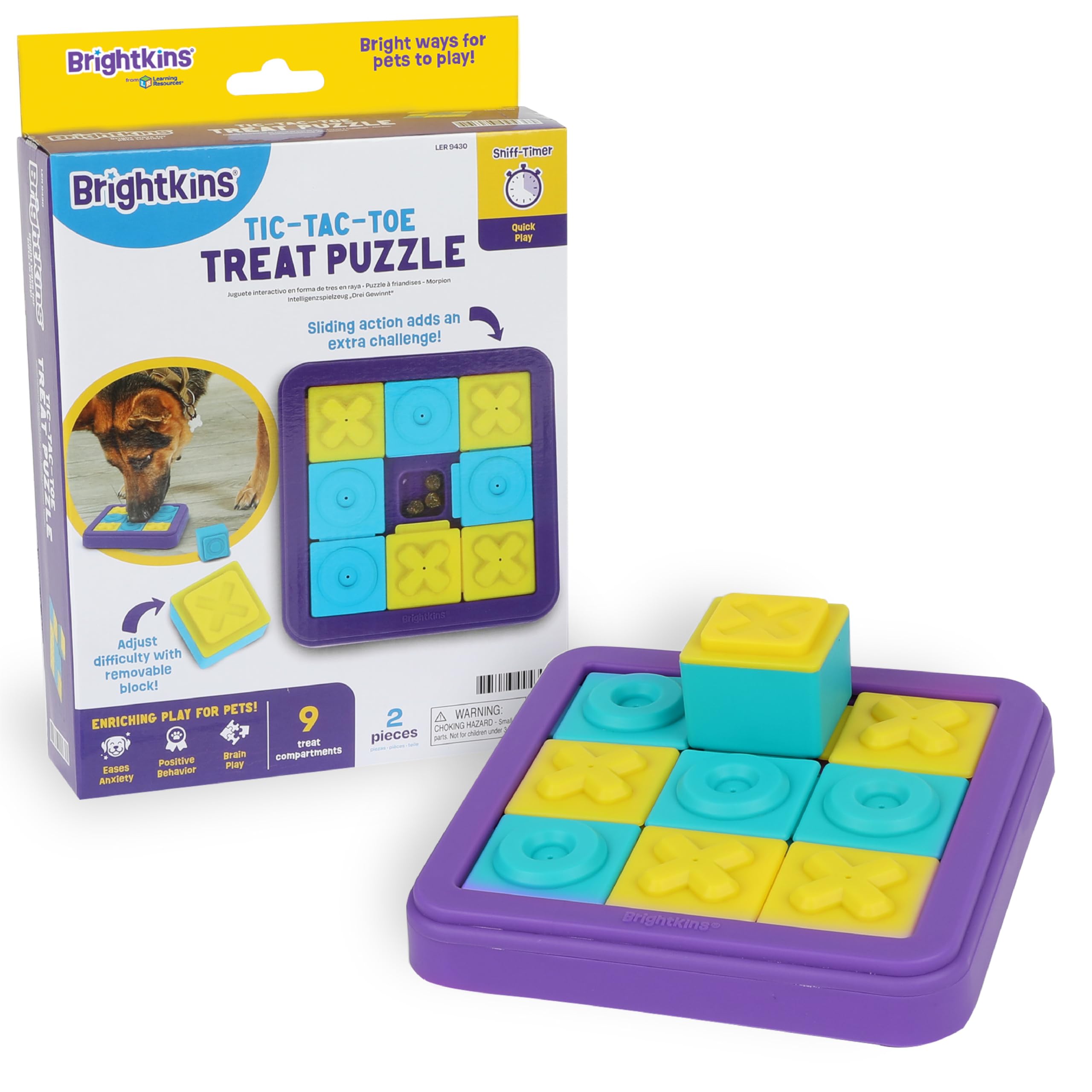 Brightkins Tic-Tac-Toe Treat PuzzleBrightkins Tic-Tac-Toe Treat Puzzle, Outdoor Puzzle Board, Interactive Dog Toys, Dog Birthday