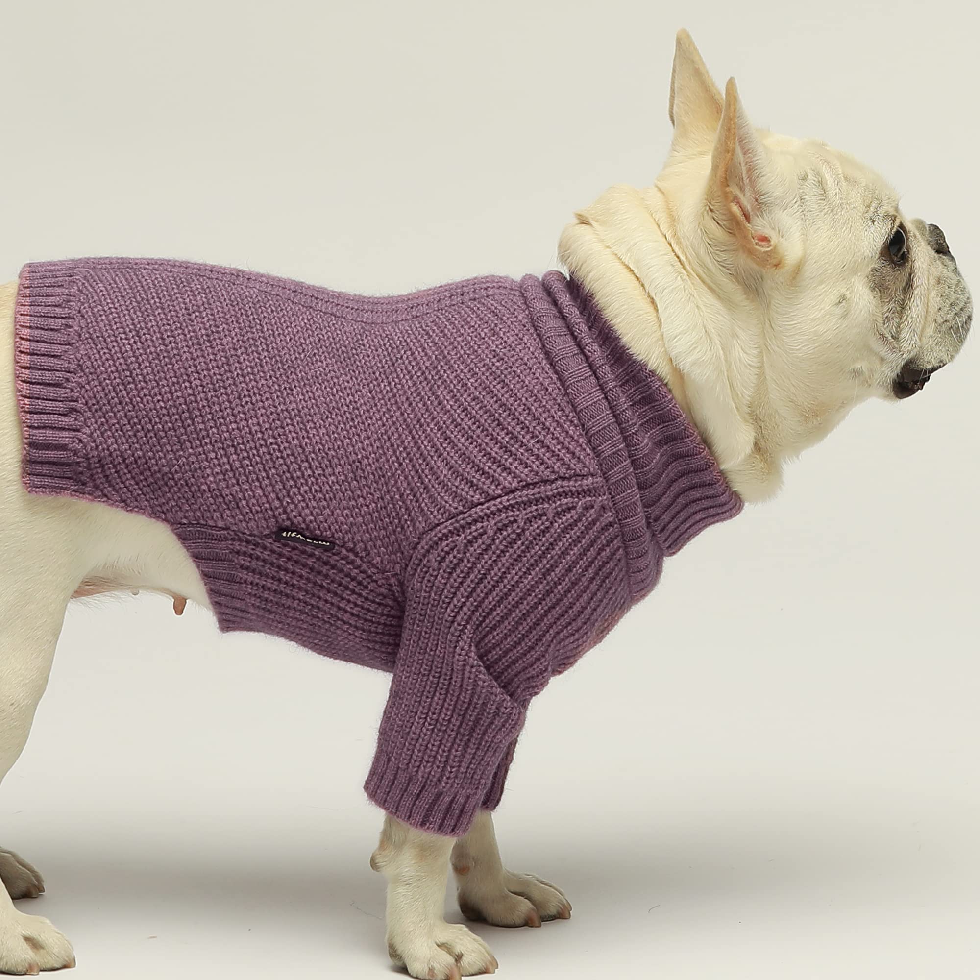 Fitwarm Thermal Knitted Dog Sweater Doggy Winter Coat Pet Clothes Doggie Turtleneck Jacket Puppy Outfits Cat Sweatsuit Purple X-Large