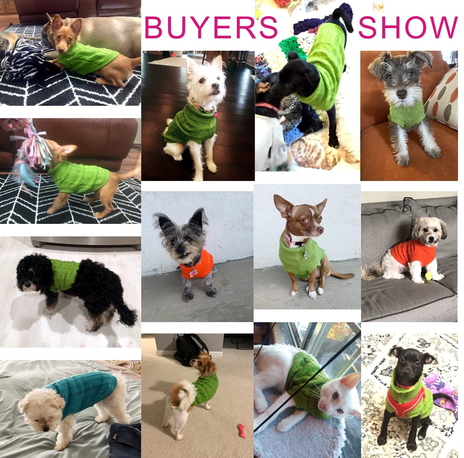 Chborchicen Small Dog Sweaters Knitted Pet Cat Sweater Warm Dog Sweatshirt Dog Winter Clothes Kitten Puppy Sweater (Large, Orange)