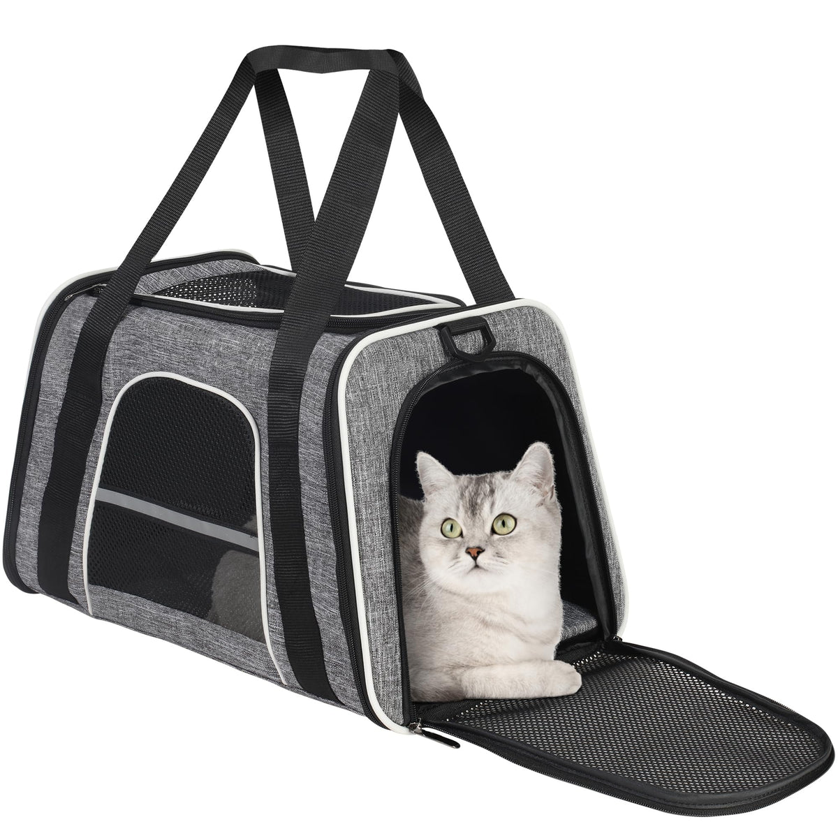 Hicaptain Soft Cat Carrier With Top Mesh Window - Pet Carrier Breathable For Medium Cats And Small Dogs Puppies Up To 15 Lb (Gray)