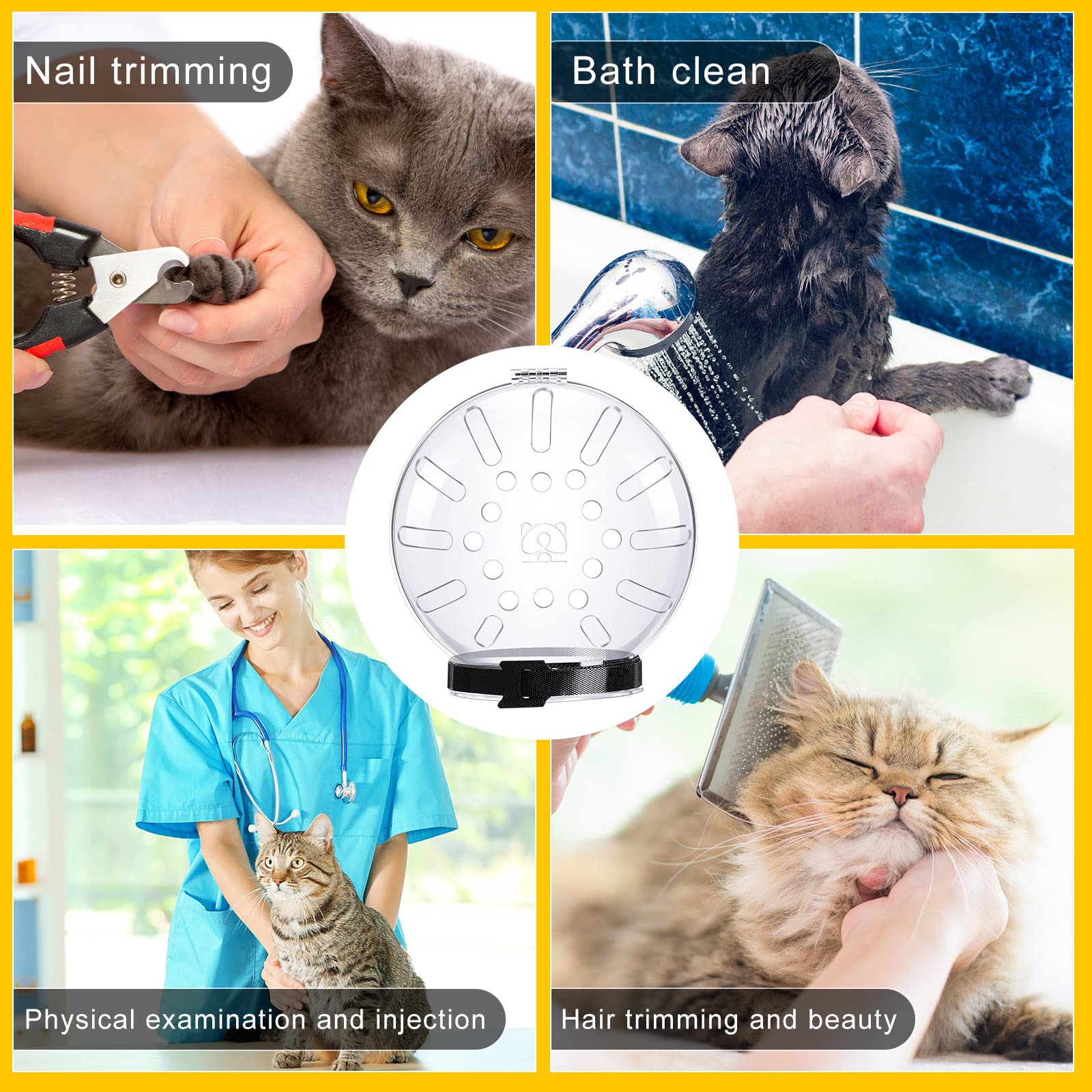 Cat Muzzle Cat Helmet Cat Mouth Cover Helmet Muzzle Pet Grooming Muzzle Cat Adjustable Hood Transparent Breathable Cat Face Mask Cat Grooming Muzzle Mask For Cat Dog Pet Costume Tools (M)